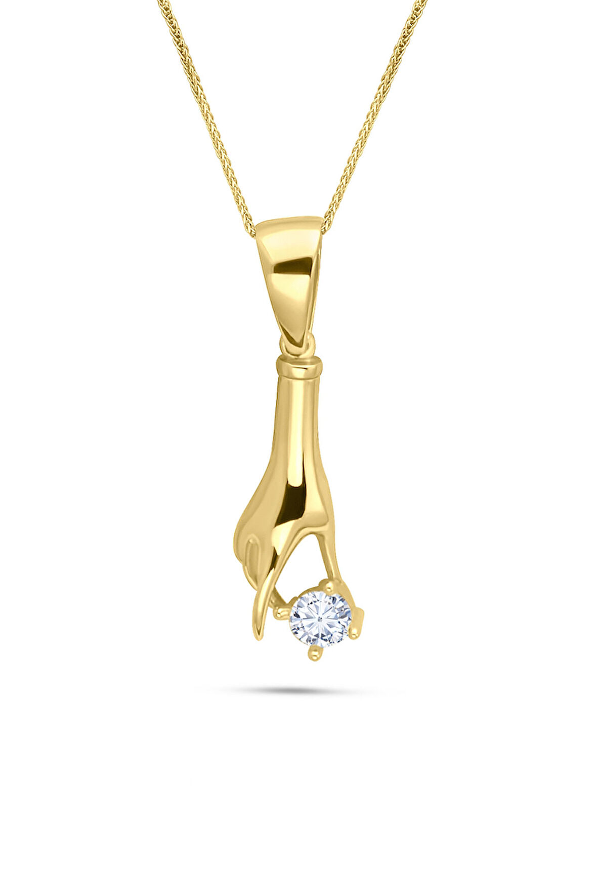 Altın Tektaş Detaylı El Kolye