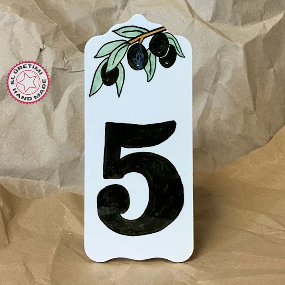 Uretti - Derya 2174 - El Yapımı Çini 5 Numara Kapı Süsü - 7 x 16 cm