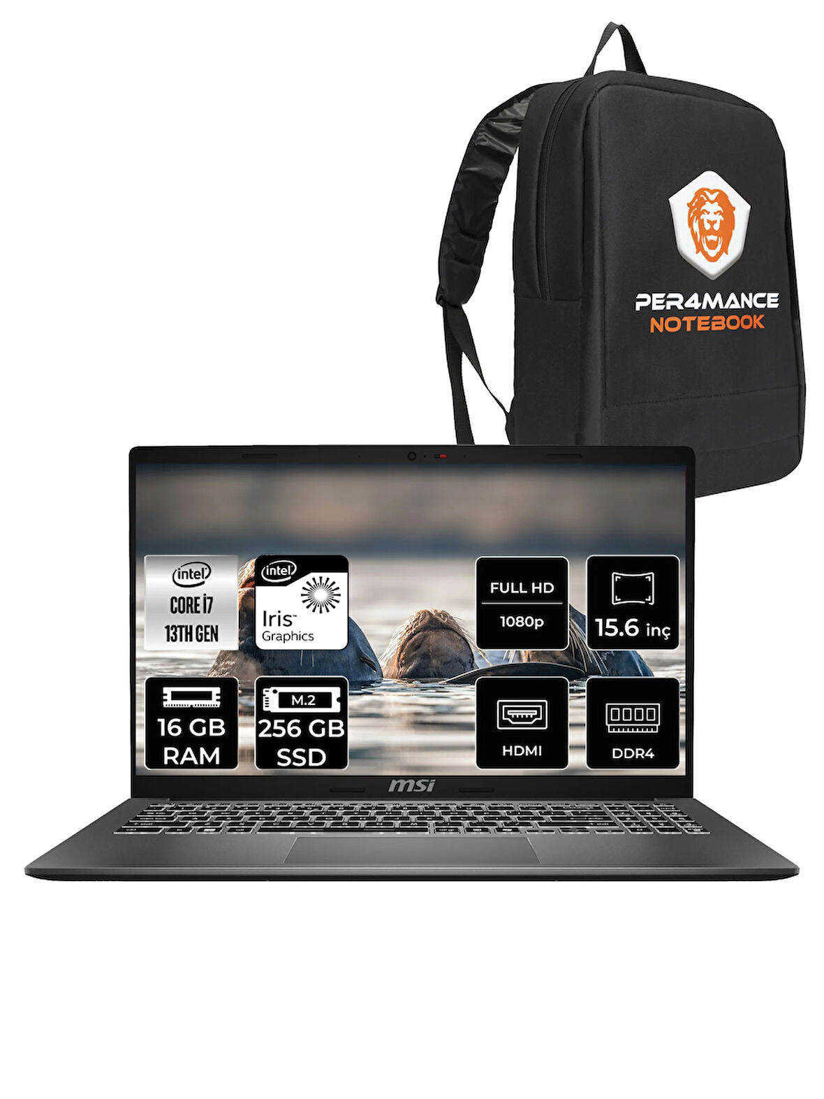 MSI Modern 15 F13MG i7 1355U 16GB 256GB SSD 15.6" FHD 60Hz FDOS Taşınabilir Bilgisayar & PER4 ÇANTA