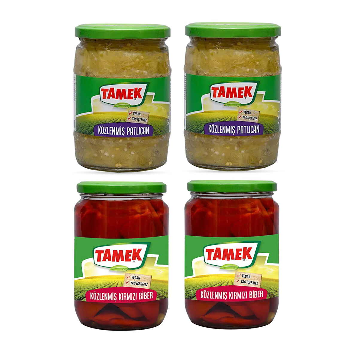 Tamek Közlenmiş Biber ve Patlıcan Cam Kavanoz 4 lü 