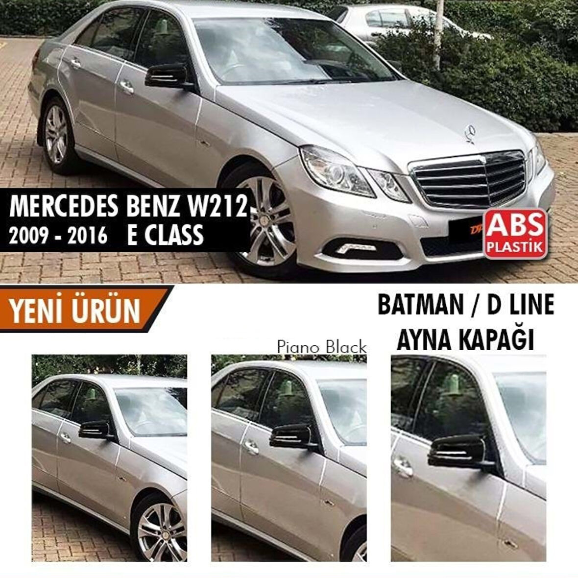  Mercedes Benz W212 2009-2016 Batman Yarasa Ayna Kapağı Piano Black Abs Plastik