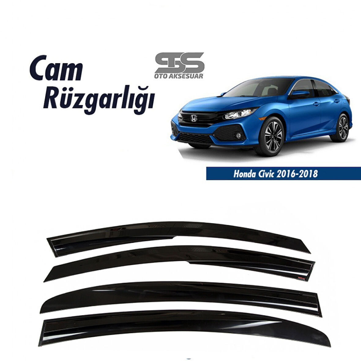 Cam Rüzgarlığı Honda Civic Fc5 2016-2020 Mügen Tip Piano Black