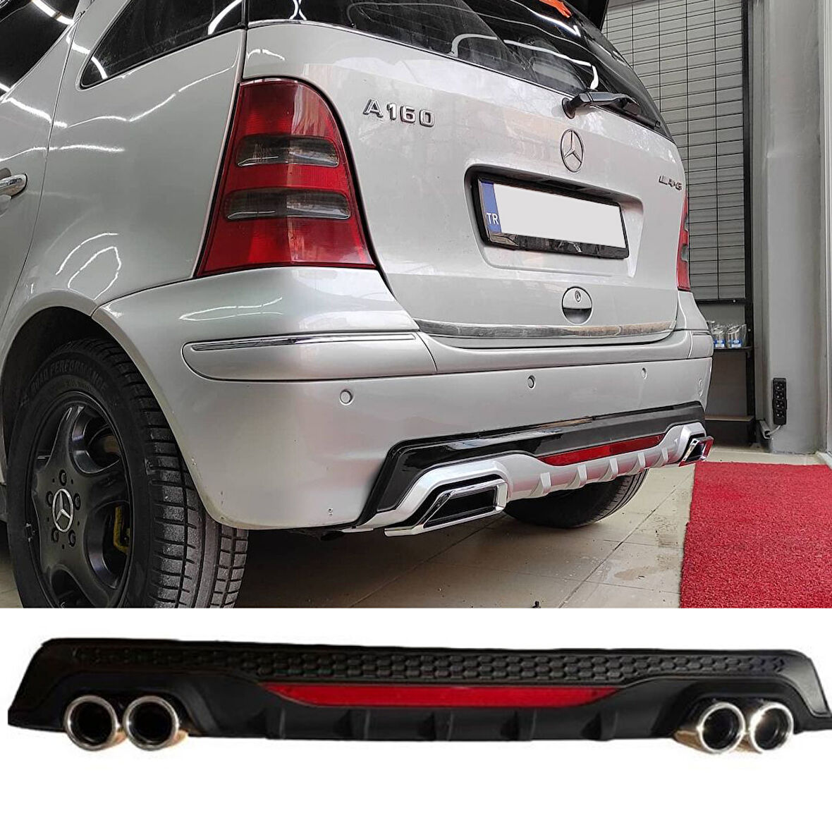 Mercedes A160 Difüzör Arka Tampon Eki 4 Egzoz Çıkışlı Siyah