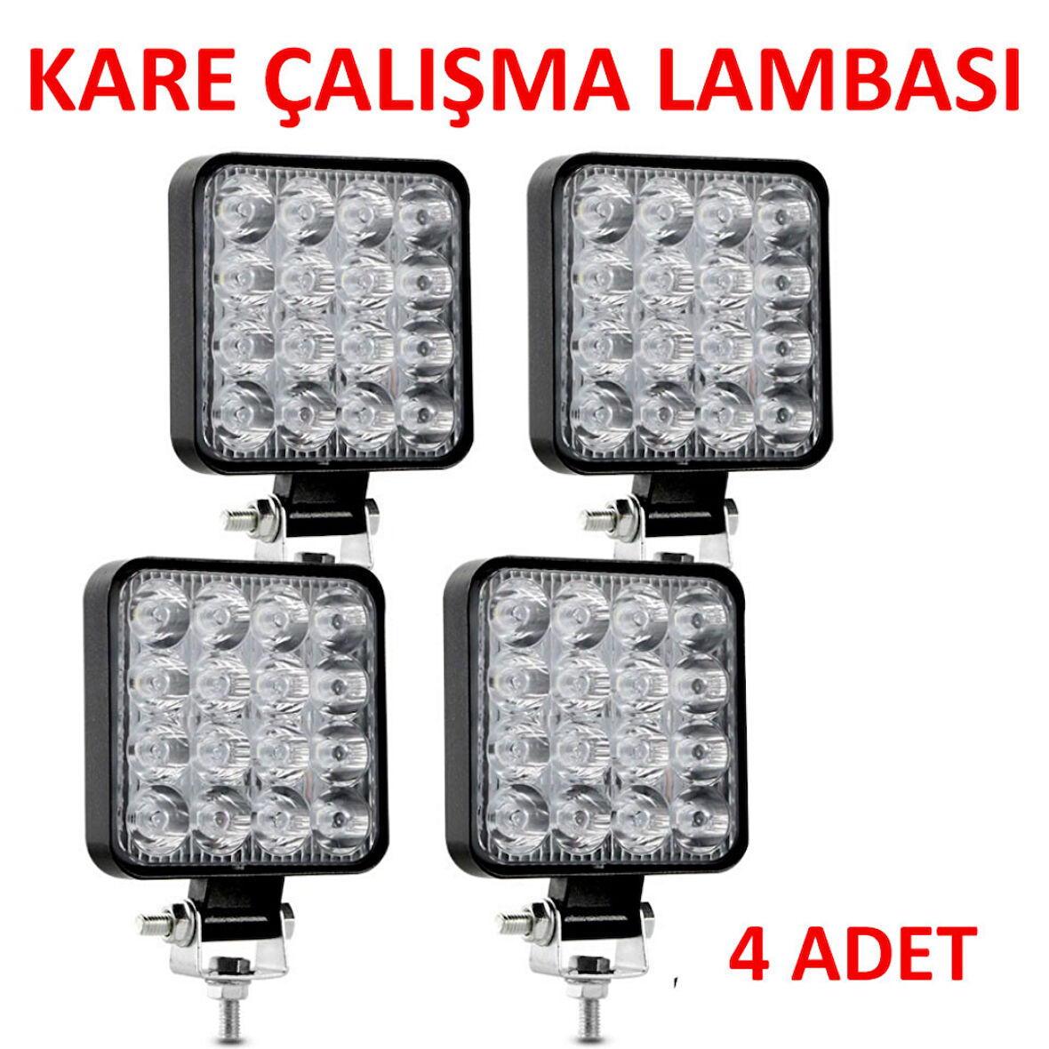 4 Adet 11x11 16 Led Kare Off Road Traktör Tir Kamyon Sis Fari Sis Lambasi Çalisma Lambasi Projektör