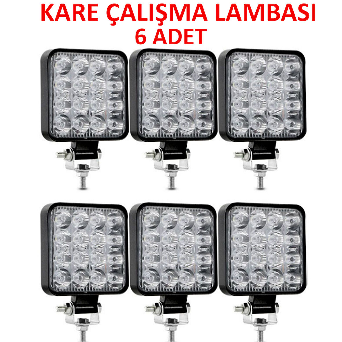 6 Adet 11x11 16 Led Kare Off Road Traktör Tir Kamyon Sis Fari Sis Lambasi Çalisma Lambasi Projektör