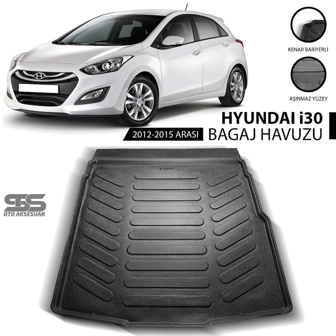 Hyundai İ30  Bagaj Havuzu 2012-2015 Arası Havuzlu Bagaj Paspası