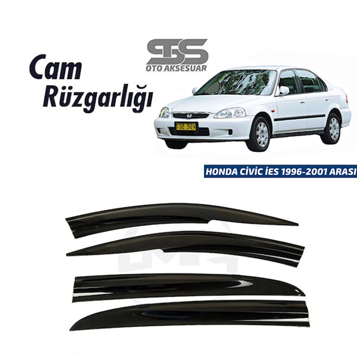 Cam Rüzgarlığı Honda Civic ies 1996-2001 Arası Sedan Mügen Tip Piano Black