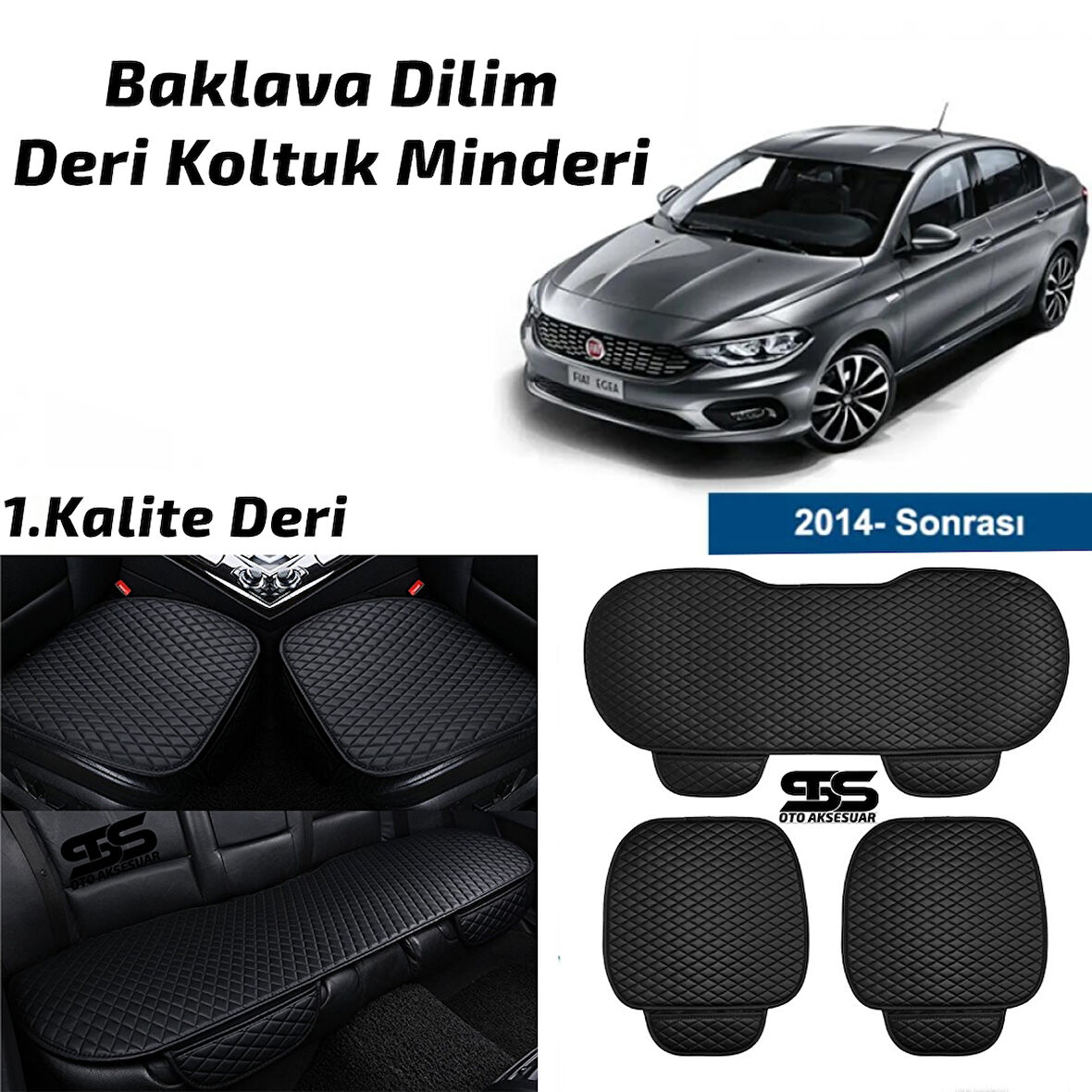 Fiat Egea 2014 Sonrası Siyah Deri Oto Koltuk Minderi