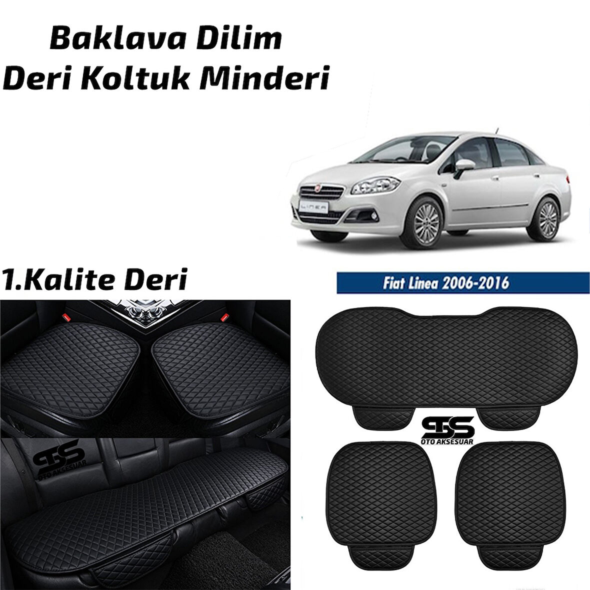 Fiat Linea 2006-2016  Siyah Deri Oto Koltuk Minderi