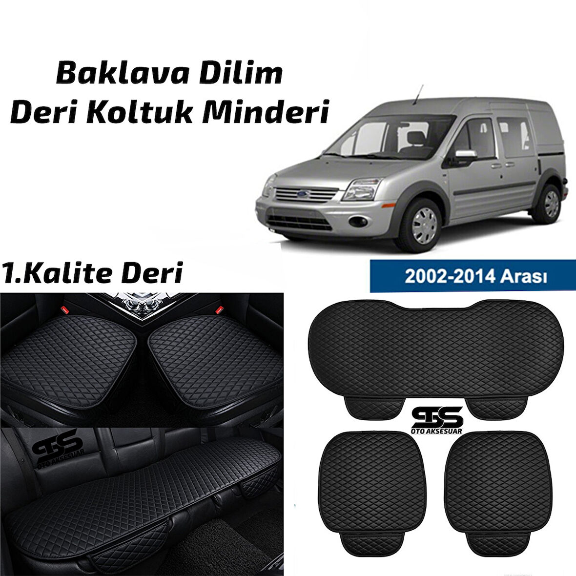 Ford Connect 2002-2014 Siyah Deri Oto Koltuk Minderi