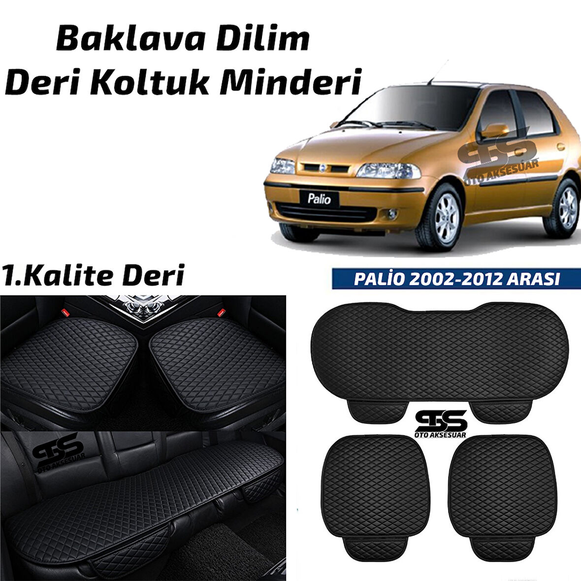 Fiat Palio 2002-2012 Arası Siyah Deri Oto Koltuk Minderi