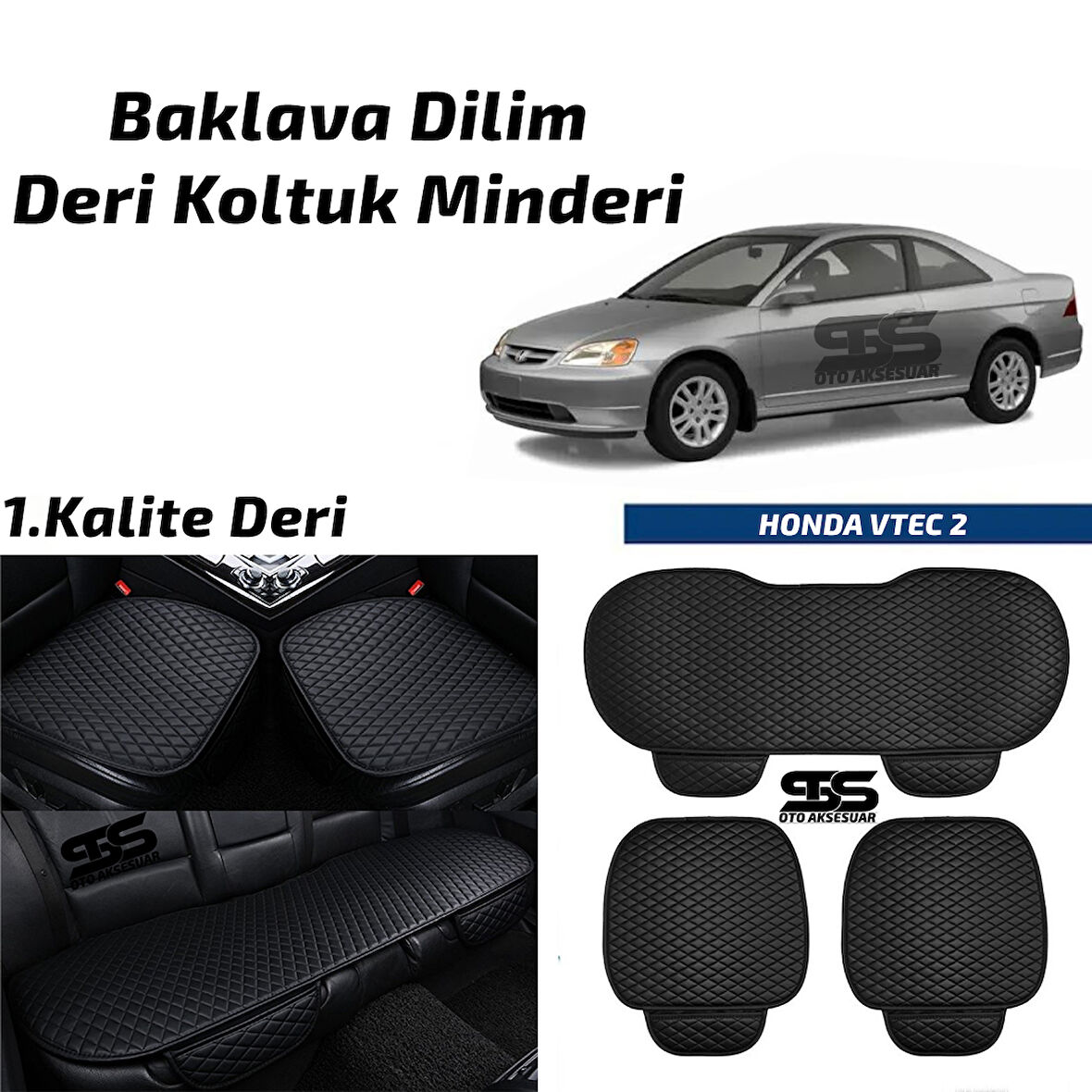 HONDA V-TEC 2 2001-2006 Arası Siyah Deri Oto Koltuk Minderi