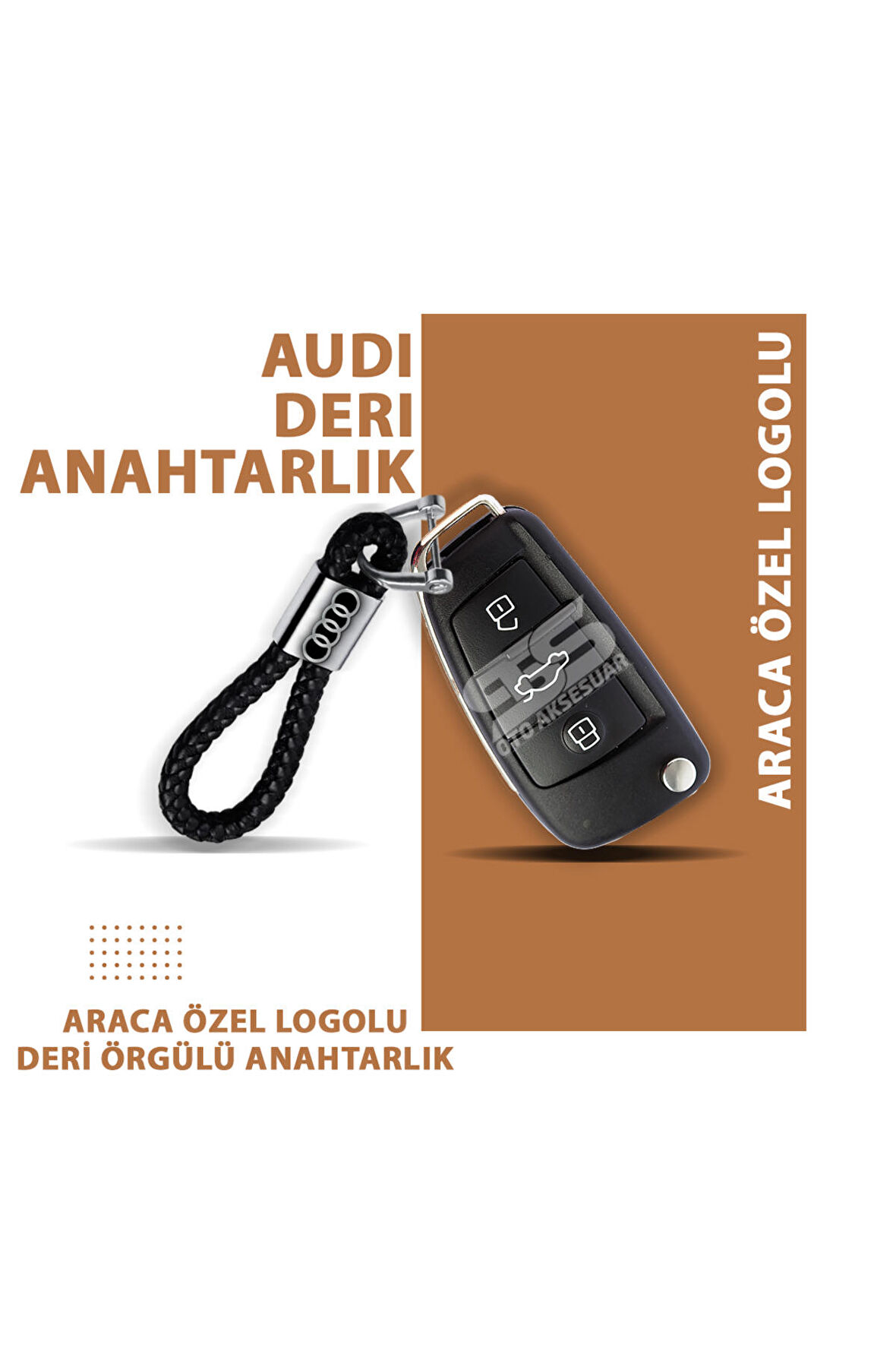 Audi Gerçek Deri Örgü Anahtarlık