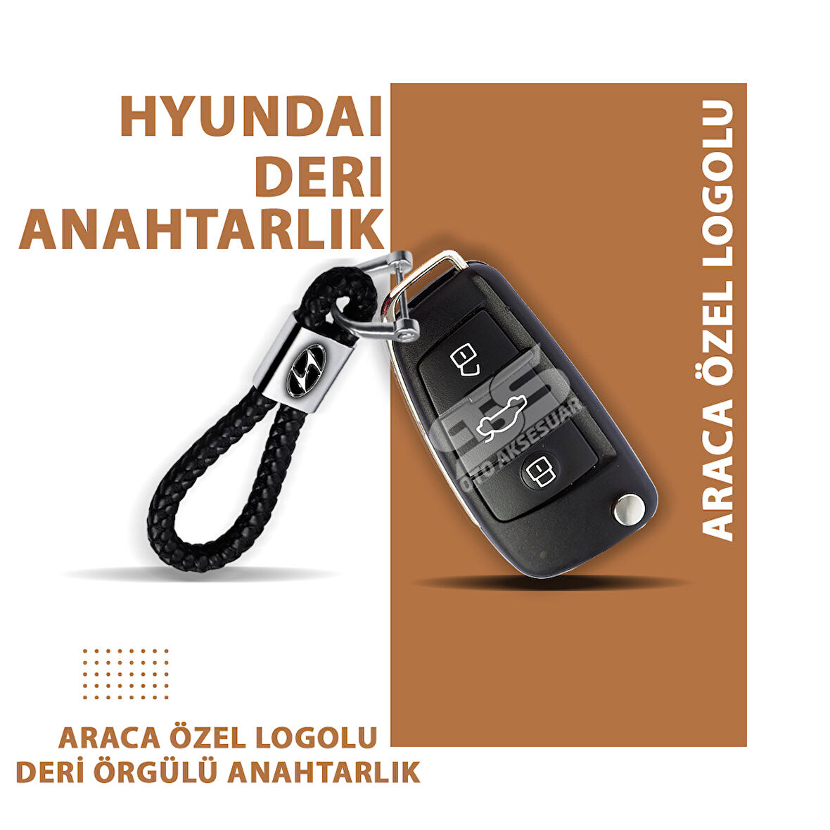 Hyundai Gerçek Deri Örgü Anahtarlık