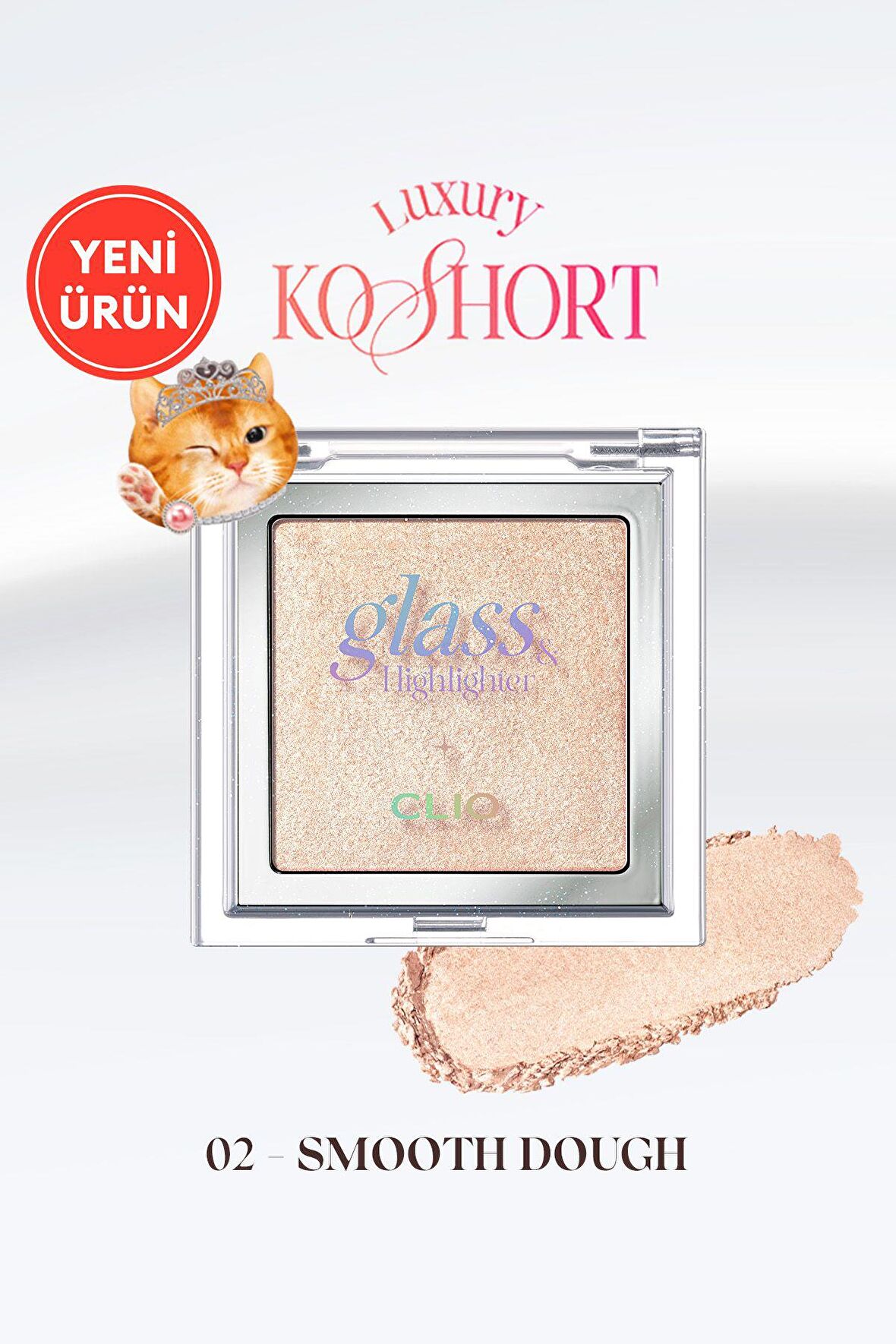 Doğal Görünüm Sunan Altın Işıltılı Aydınlatıcı CLIO Glass&Highlighter(02 Smooth Dough)Luxury Koshort