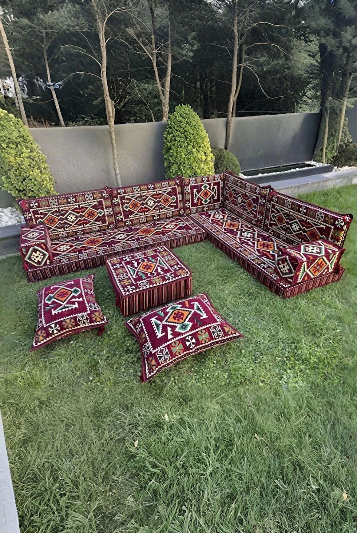 Şark Köşesi Yer Minderi Takımı Otantik Rahat Oturma Minderi Salon Balkon İçin