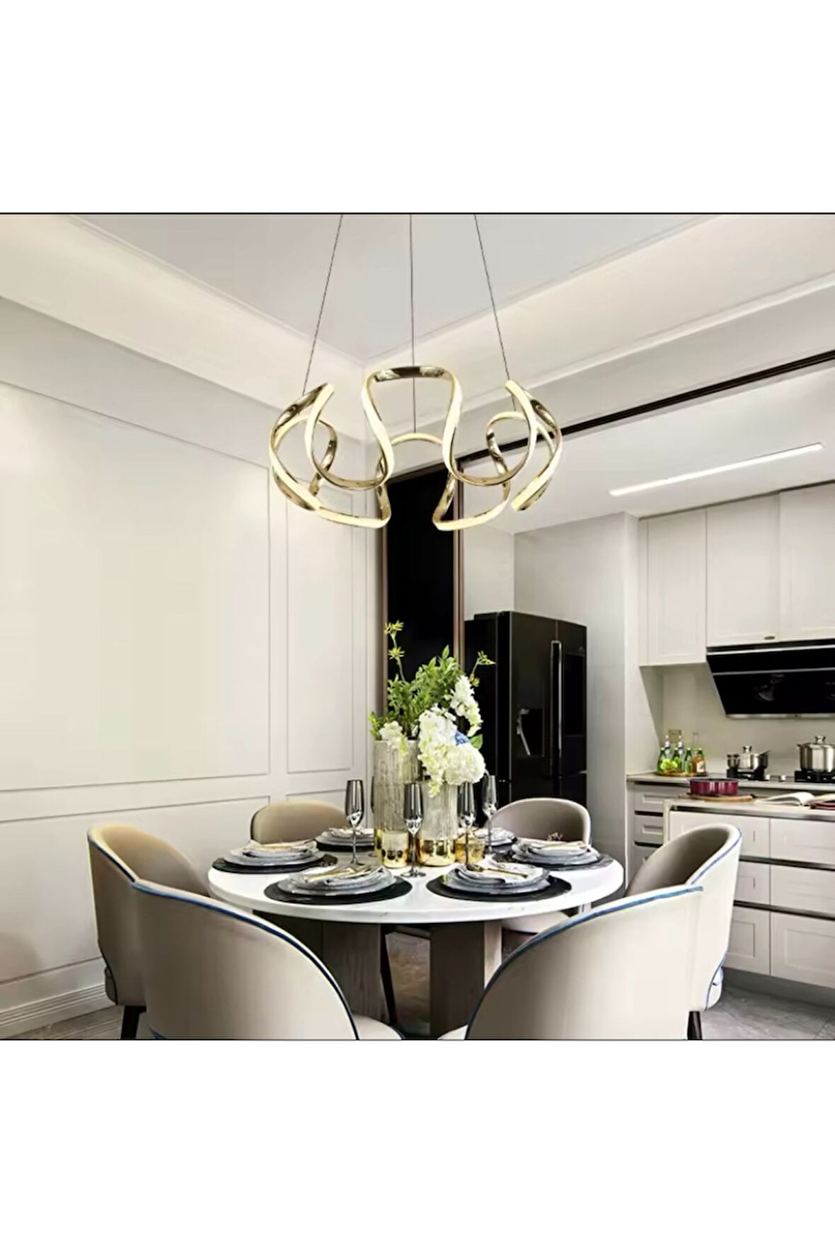 Balen modern sarkıt ledli GOLD avize salon mutfak hol 3 renk modlu avize