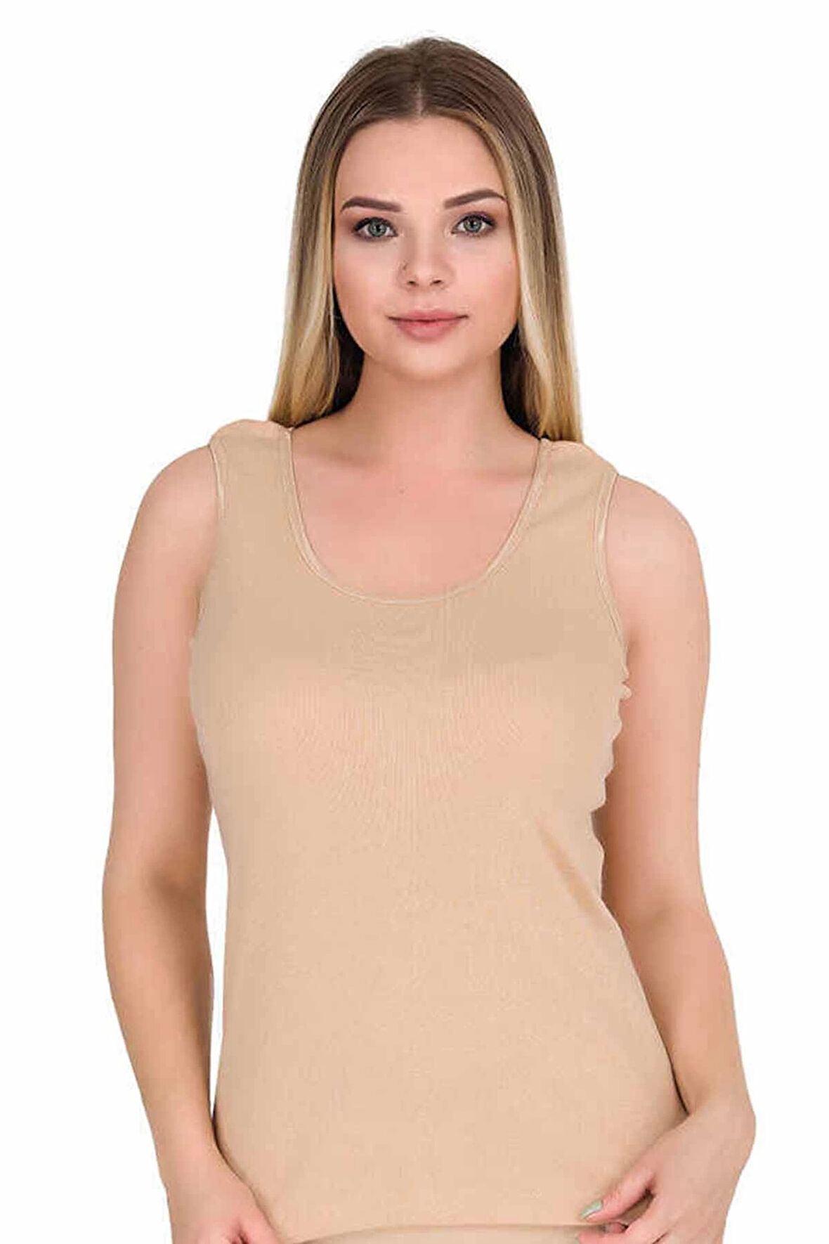 biçomi Geniş Askılı Elestan Likralı Kadın Atlet Ten 2127B