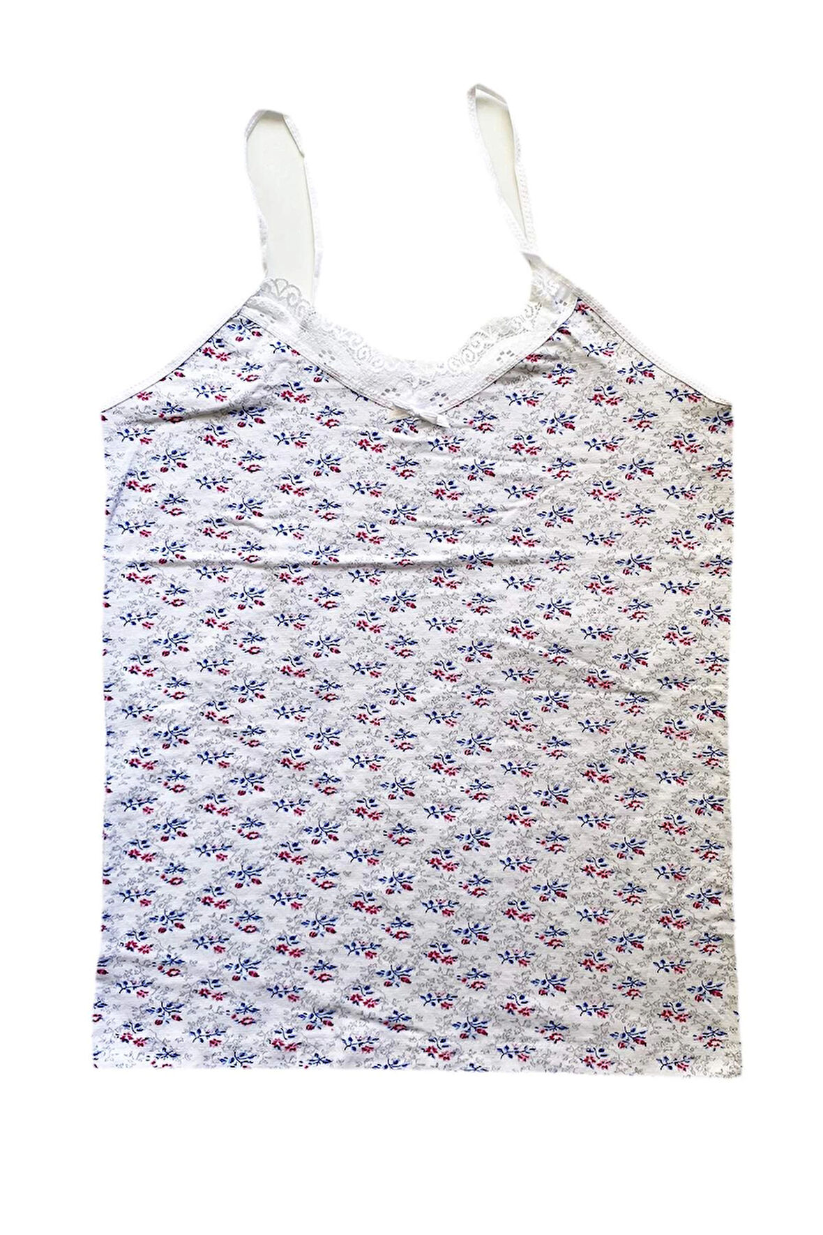 biçomi Kadın Askılı Desenli Atlet Dantelli Empirme Pamuklu Penye D7