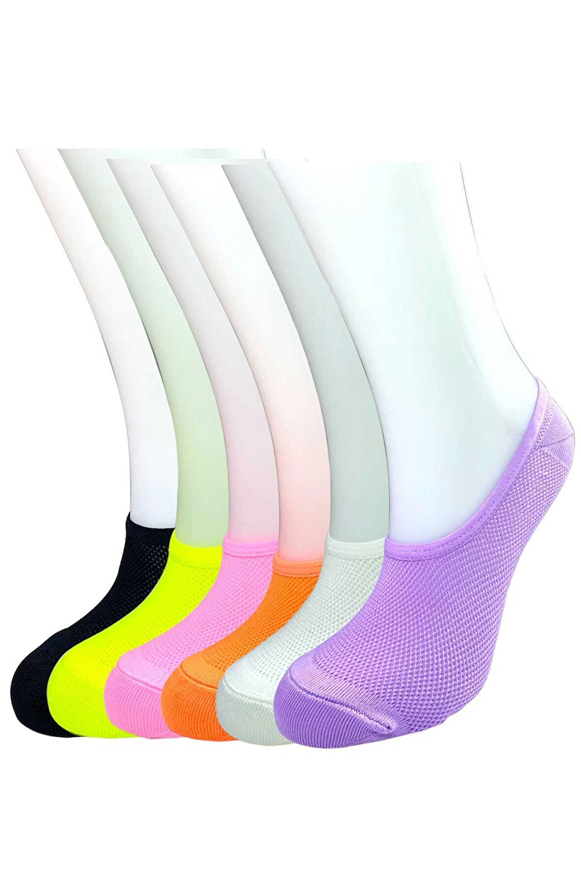 biçomi 6 Adet Canlı Renk Kadın Spor Babet Çorap