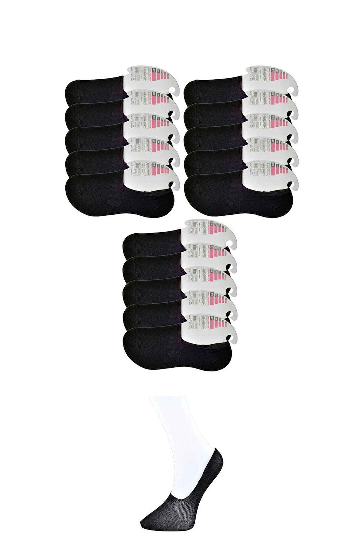 biçomi Siyah Kadın Babet Çorap 15 çift