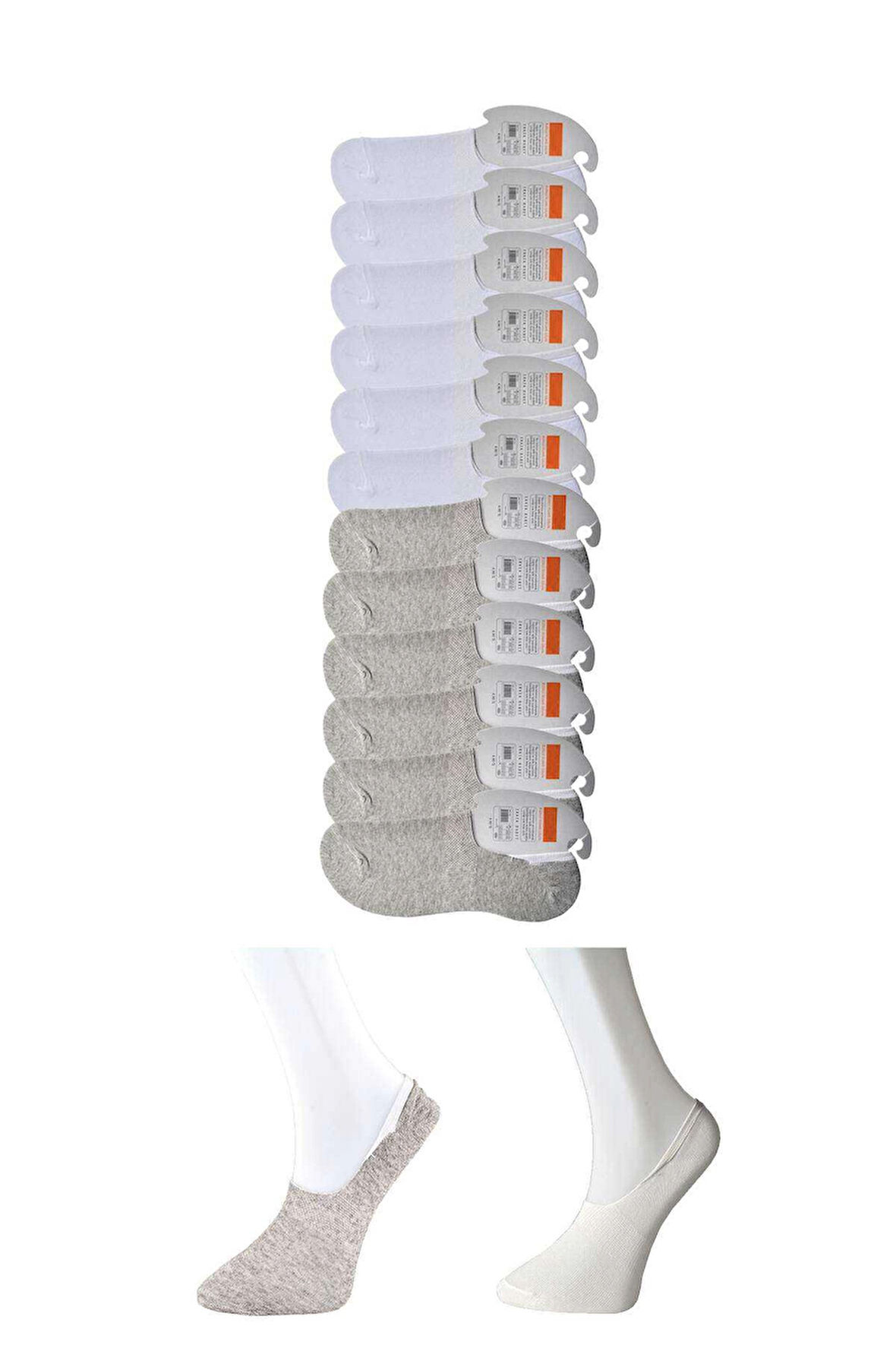 biçomi Gri ve Beyaz Erkek Babet Çorap 12 çift