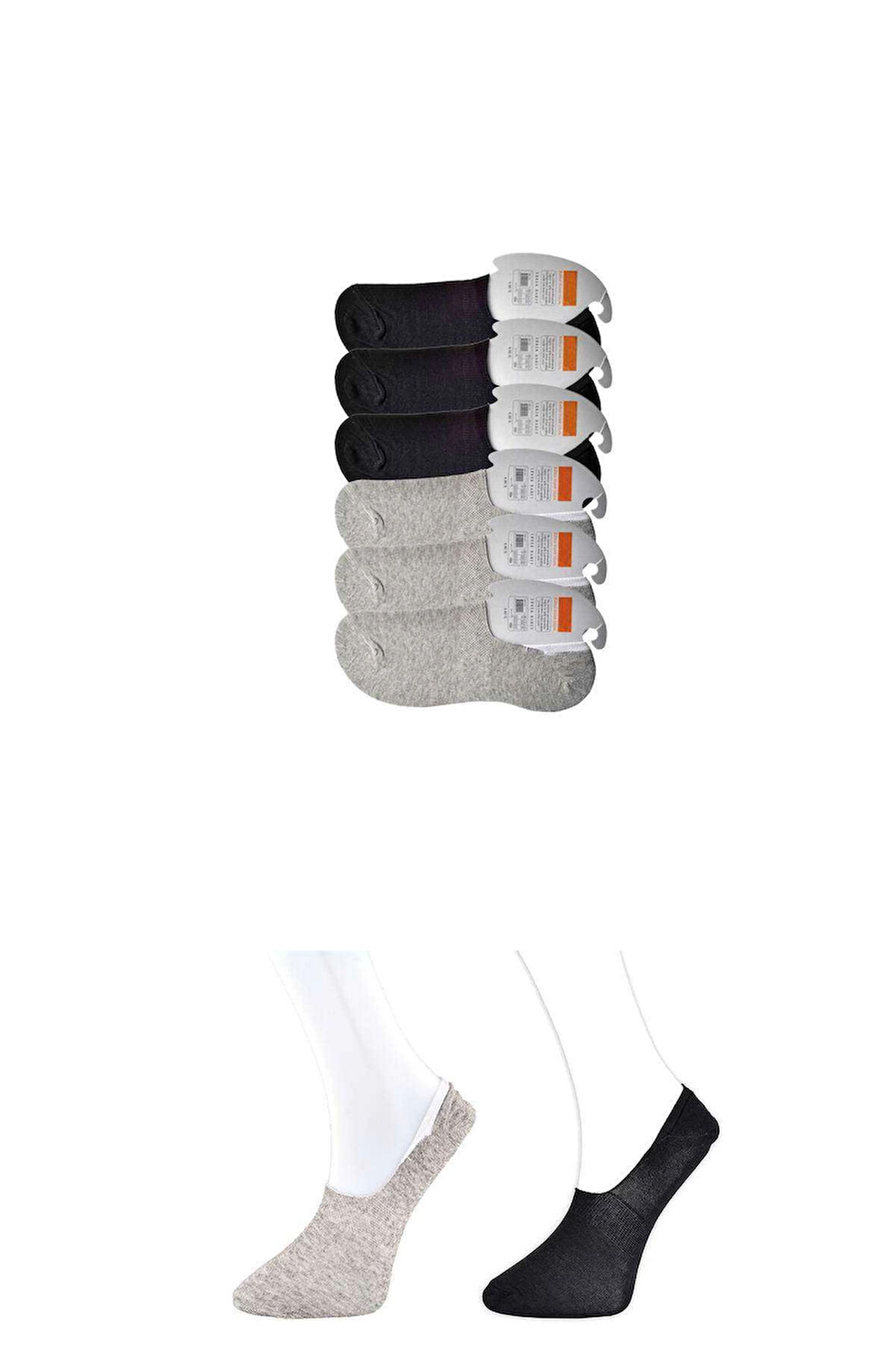 biçomi Siyah ve Gri Erkek Babet Çorap 6 çift