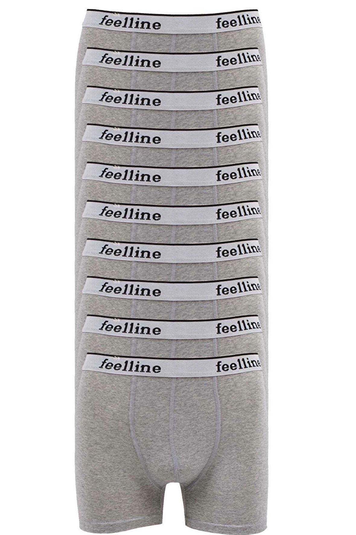 biçomi 10 adet Feelline Gri Pamuklu Doğal Likralı Erkek Boxer