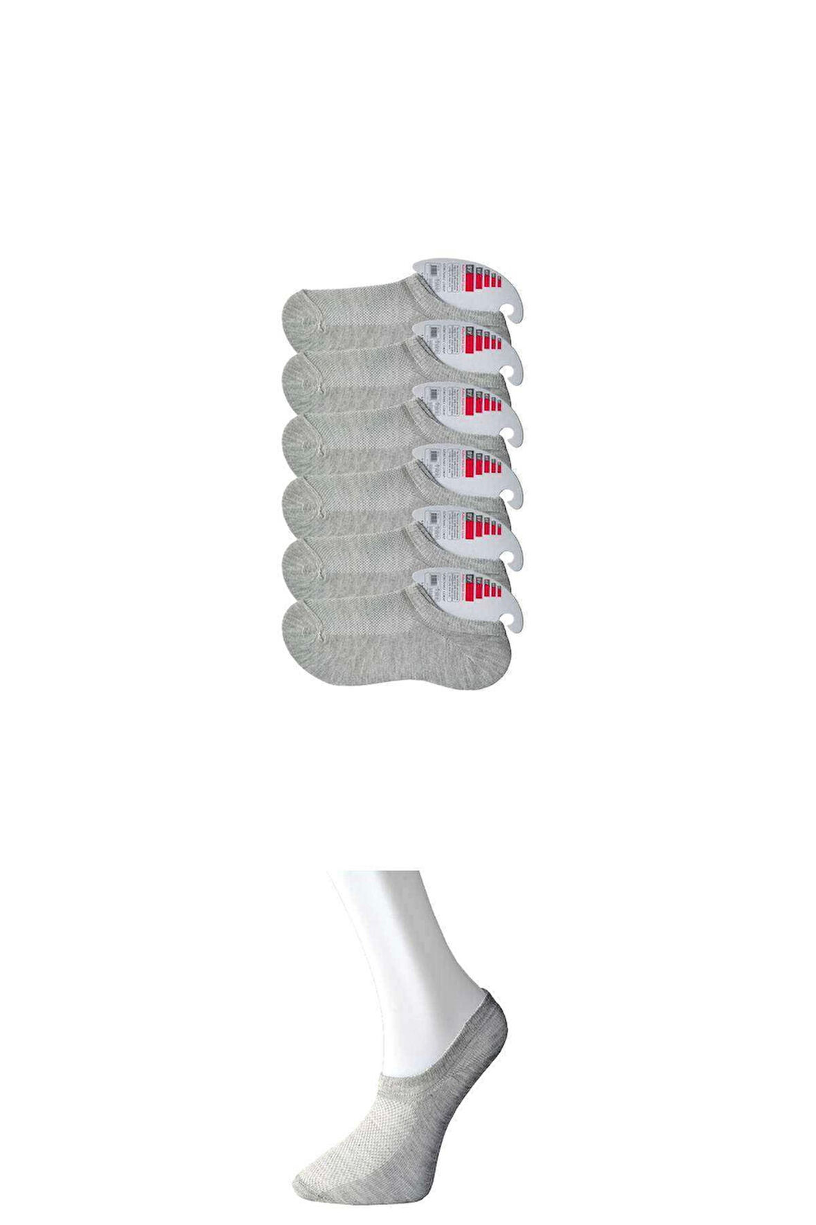 biçomi Gri Kadın Görünmez Çorap 6 çift