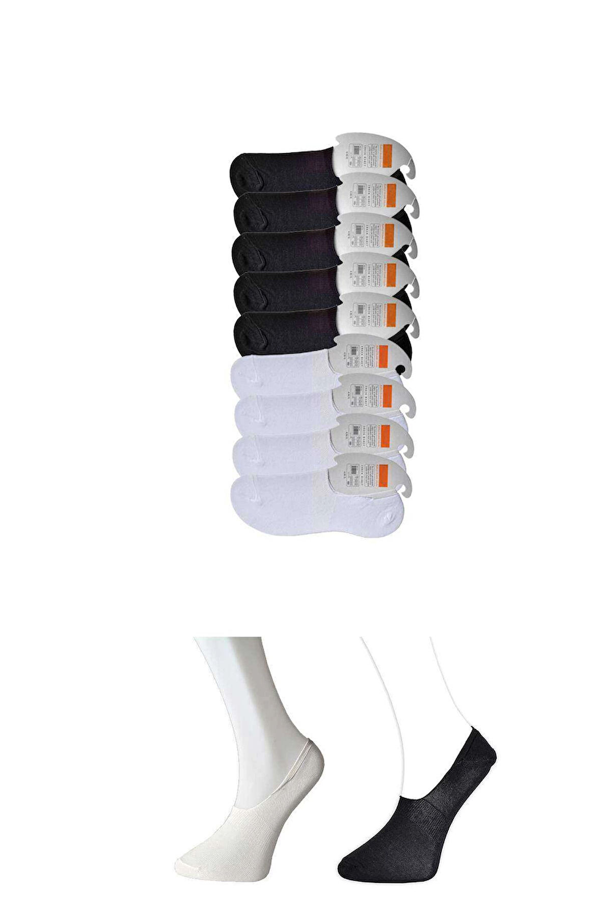 biçomi Siyah ve Beyaz Erkek Babet Çorap 9 çift