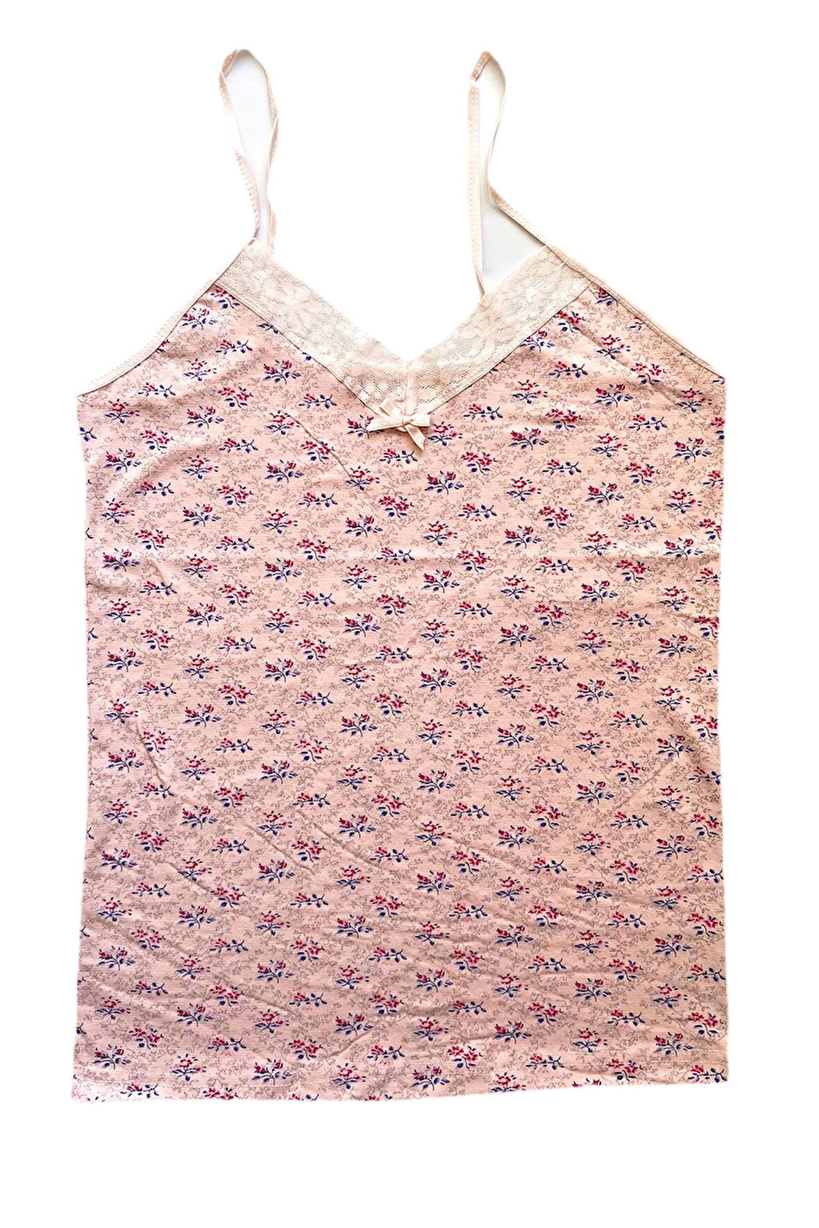 biçomi Kadın Askılı Desenli Atlet Dantelli Empirme Pamuklu Penye D10