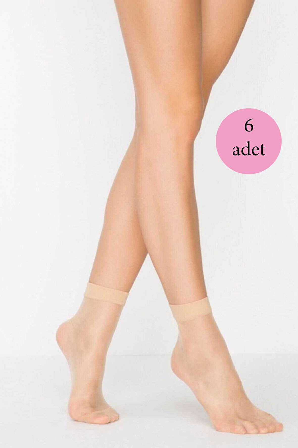 biçomi 6 Adet Kadın Ten Süper 15 Mat Soket Çorap Açık Ten