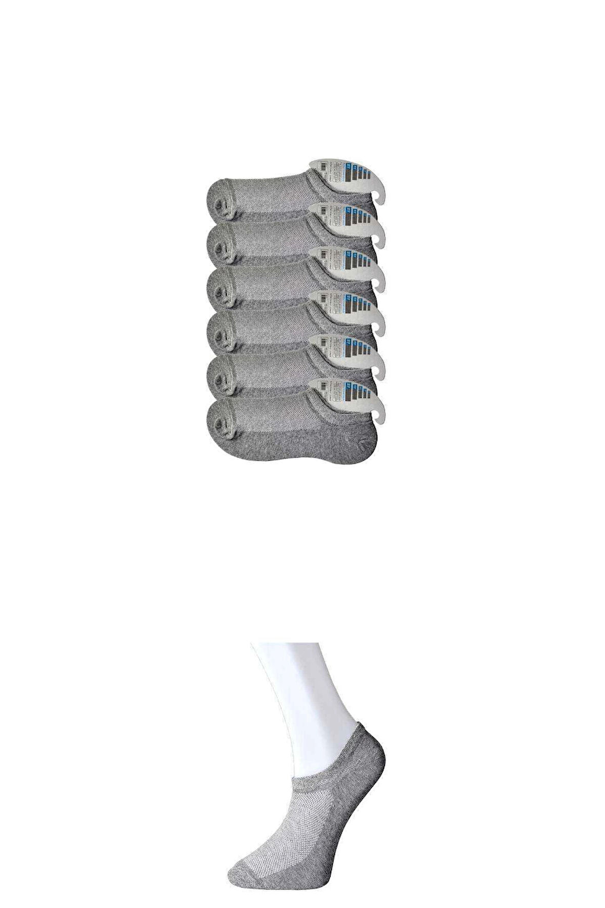 biçomi Gri Erkek Görünmez Çorap 6 çift