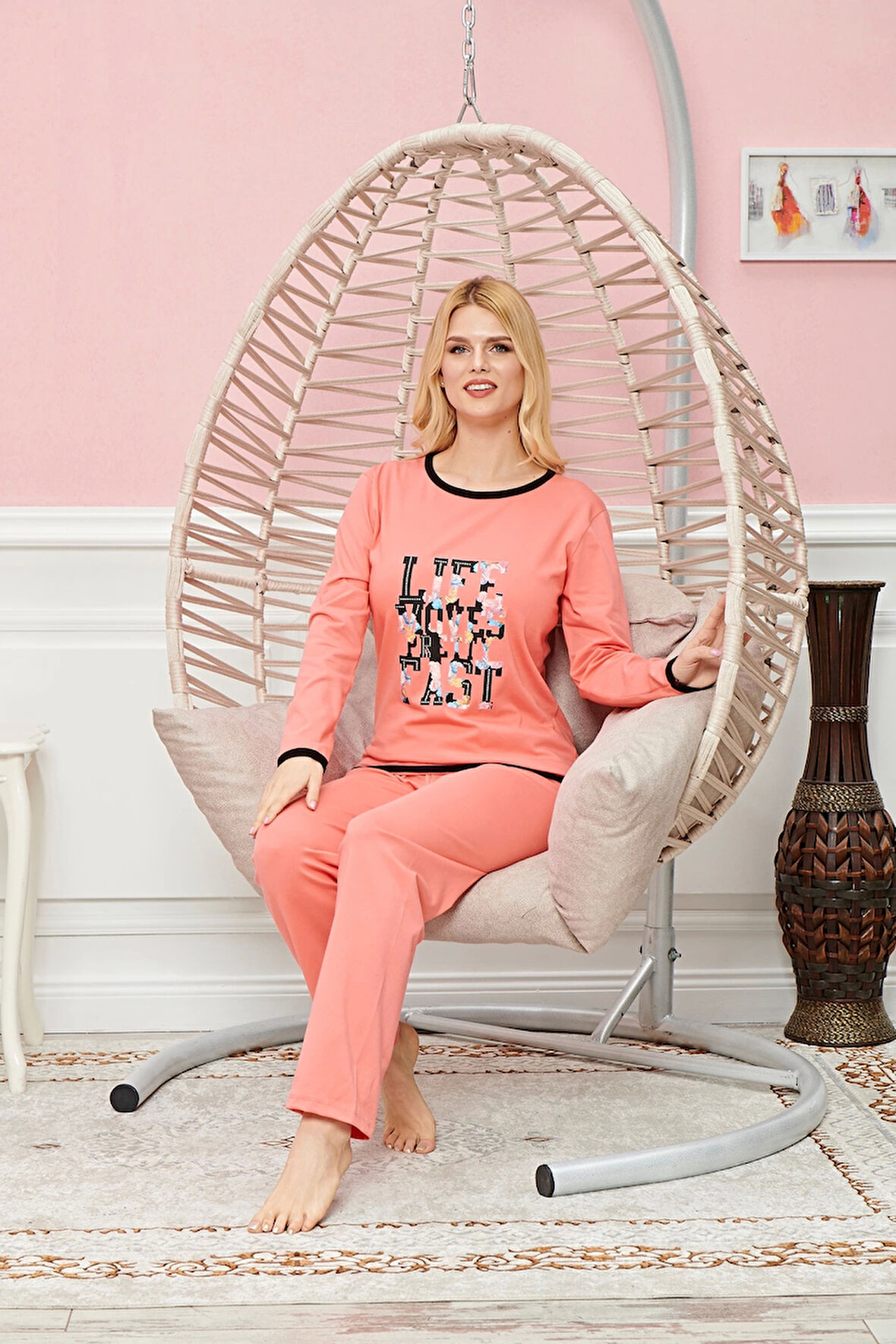Kadın Uzun Kollu Pijama Takımı Model no 7601