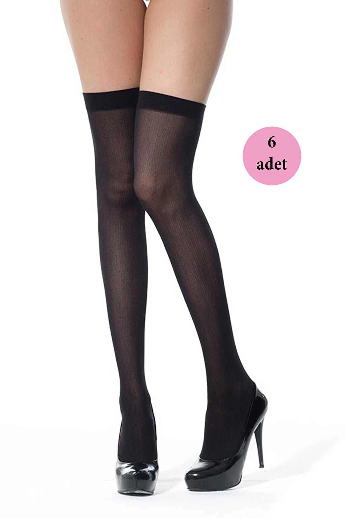 biçomi 6 Adet Mus Kaçmaz Lastikli Çorap 70 denye 500 Siyah