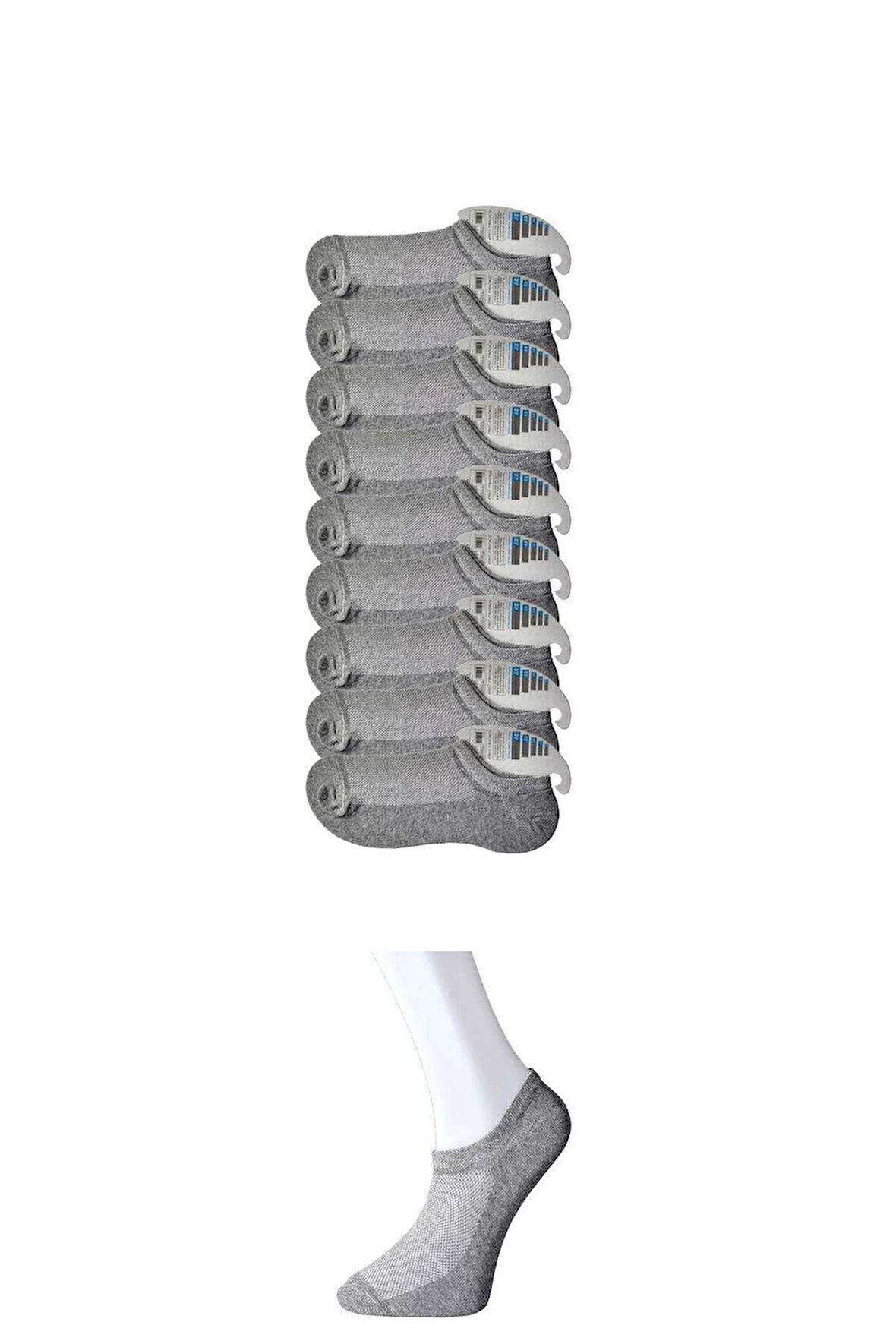 biçomi Gri Erkek Görünmez Çorap 9 çift