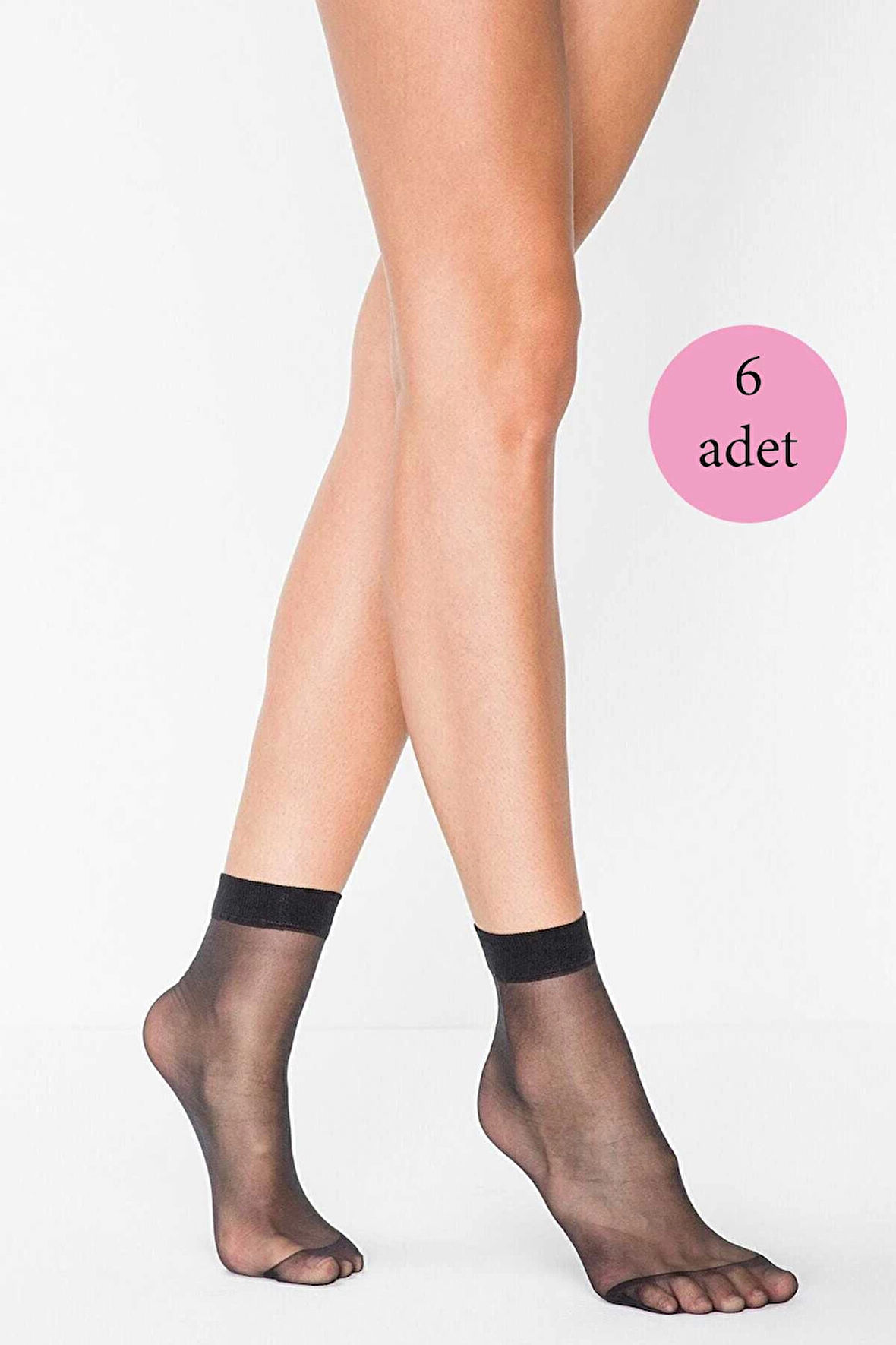 biçomi 6 Adet Kadın Ten Süper 15 Mat Soket Çorap Siyah