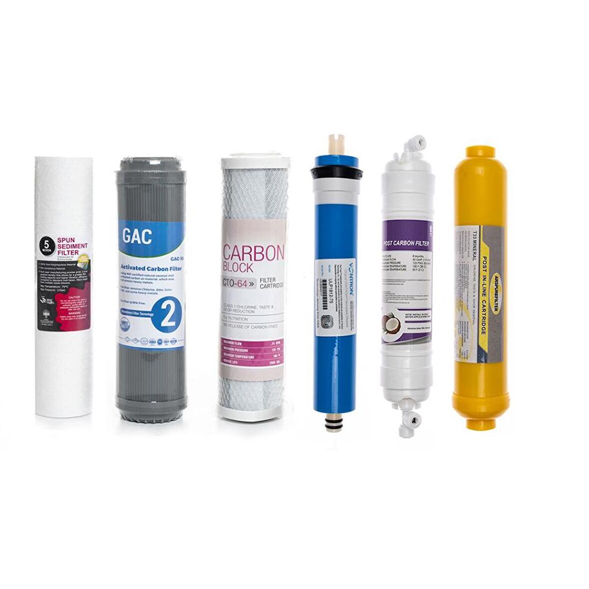 Sulook Açık Kasa Su Arıtma Cihazlarına Uyumlu 6'lı Filtre Seti Vontron Membranlı