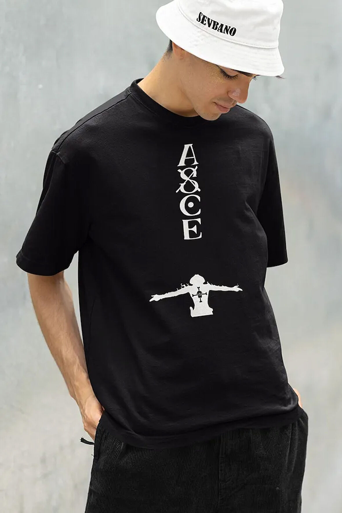 Asce Baskılı Unisex Oversize Anime Tişört