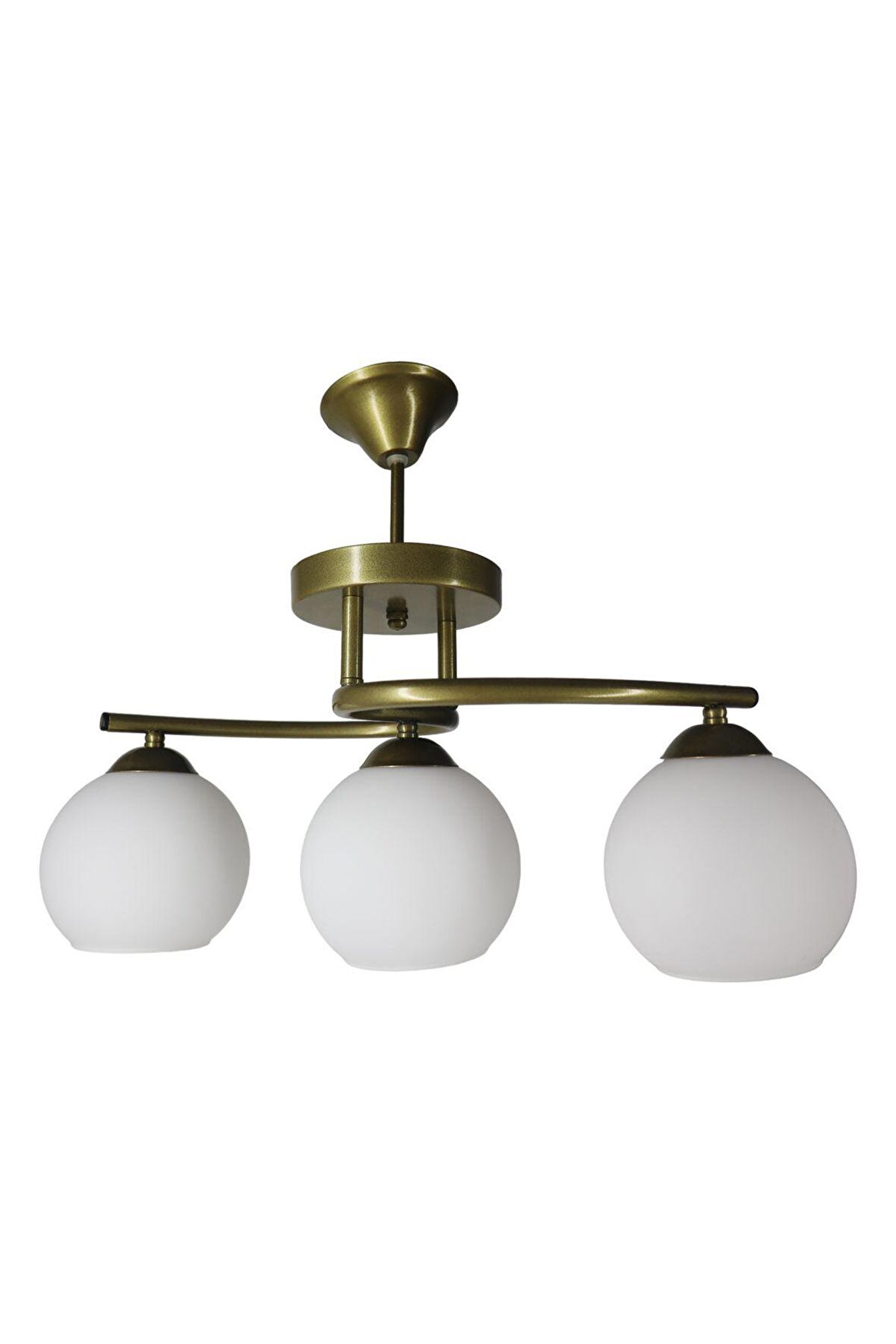 Fuji Eskitme 3'lü Beyaz Camlı Avize | Kaliteli Modern Metal Avize