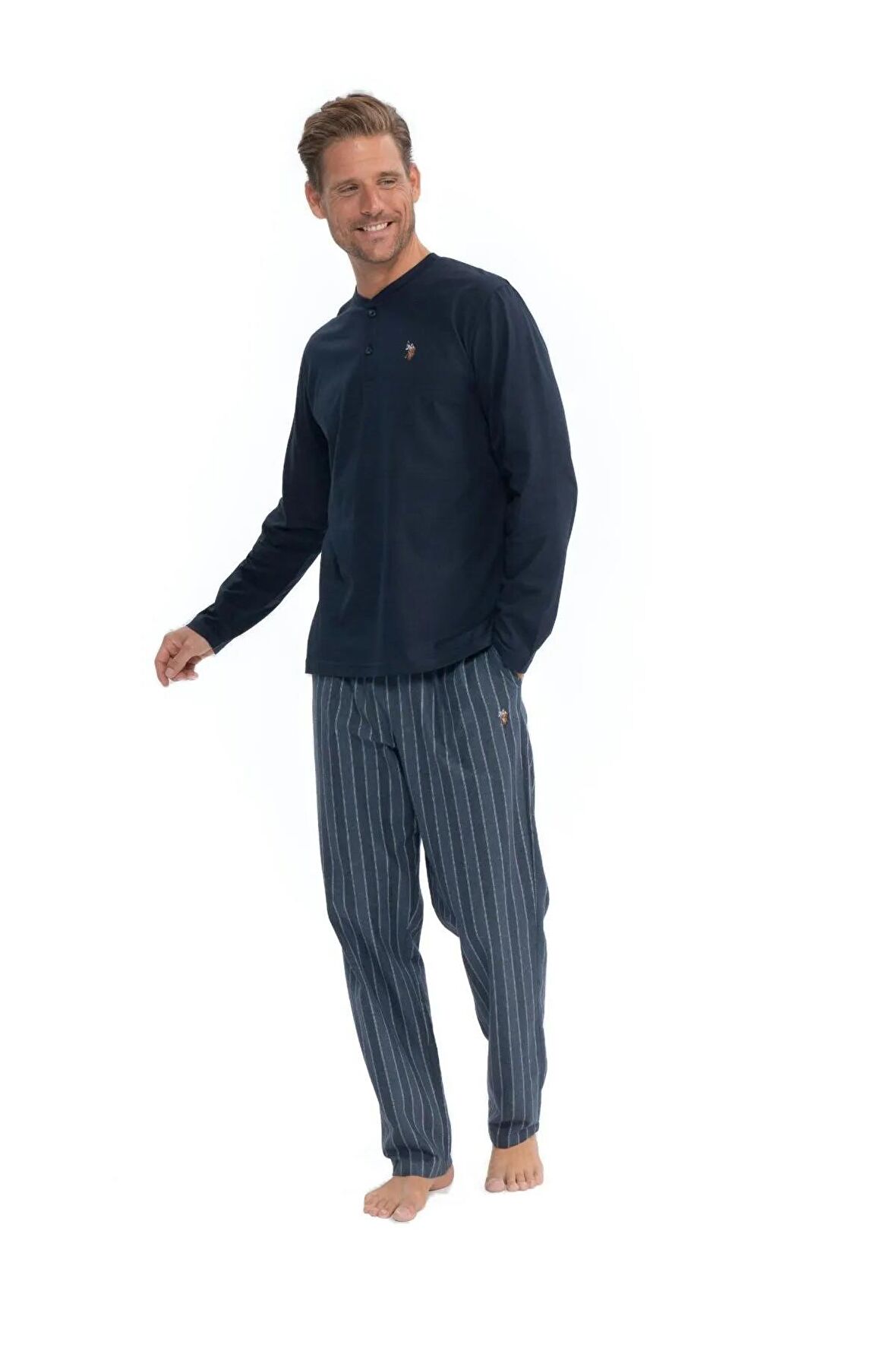 U.S. Polo Assn. Erkek Lacivert Patlı Pijama Takımı 18849