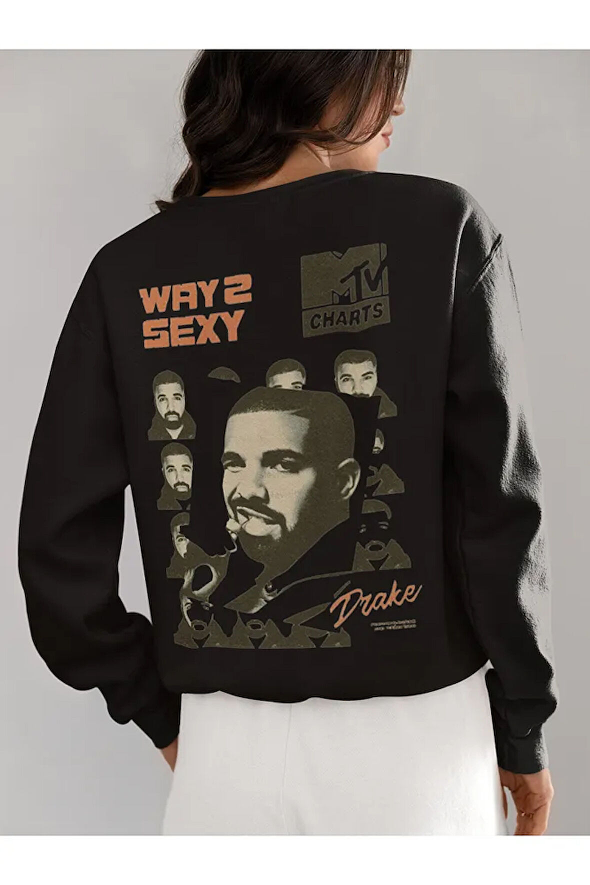 Way 2 Sexy Drake Baskılı Unisex Oversize Vintage Rapper Sweatshirt
