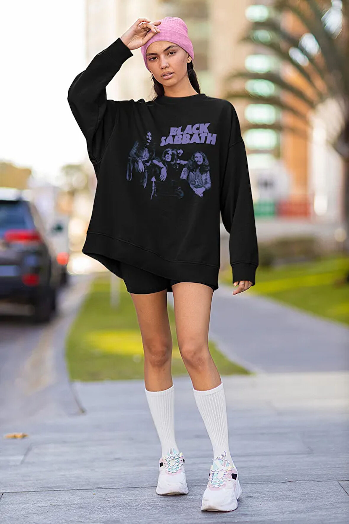 Tasarım Black Sabbath Baskılı Unisex Oversize Müzik Grubu Sweatshirt