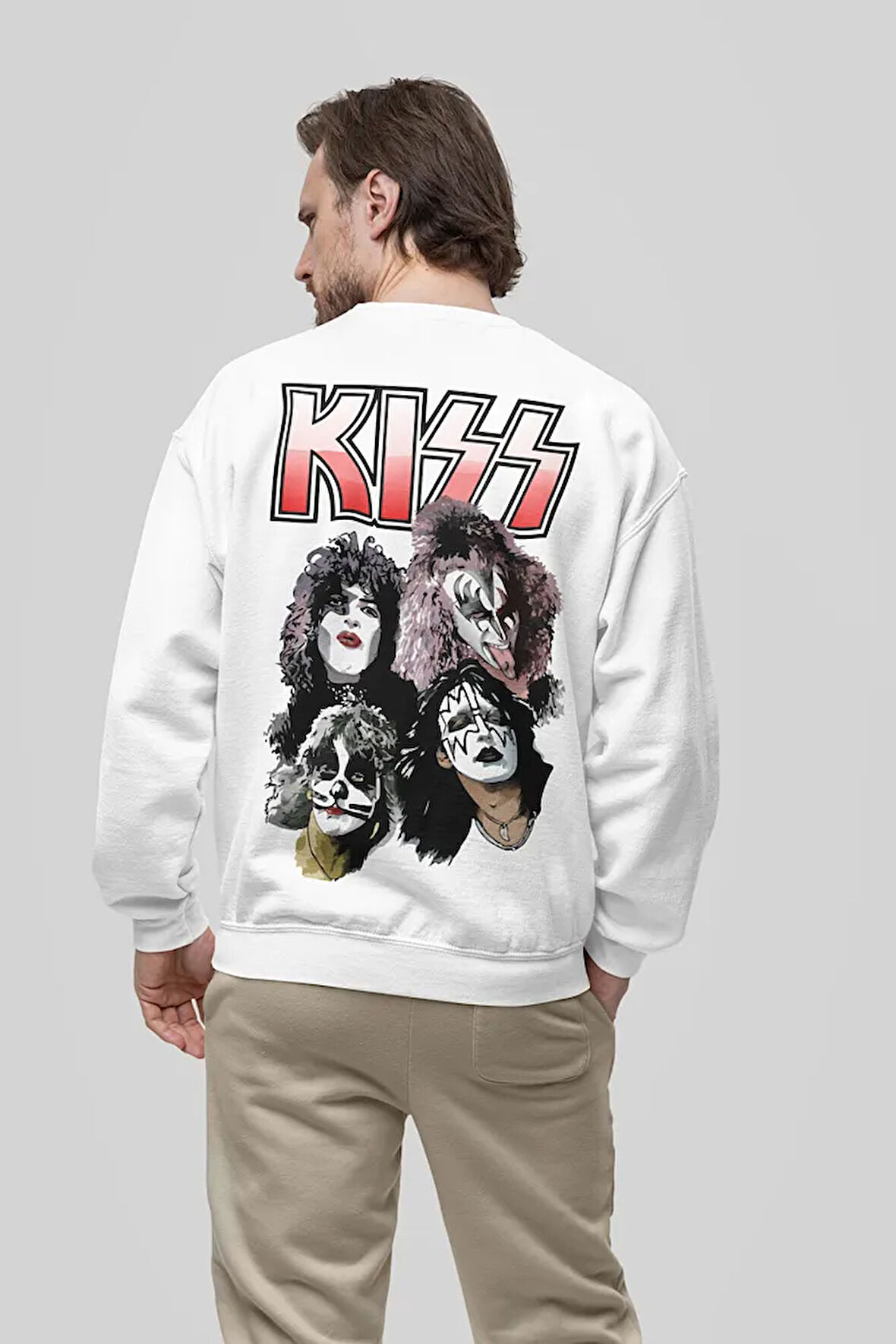 Tasarım Kiss Baskılı Unisex Oversize Rock Metal Sweatshirt