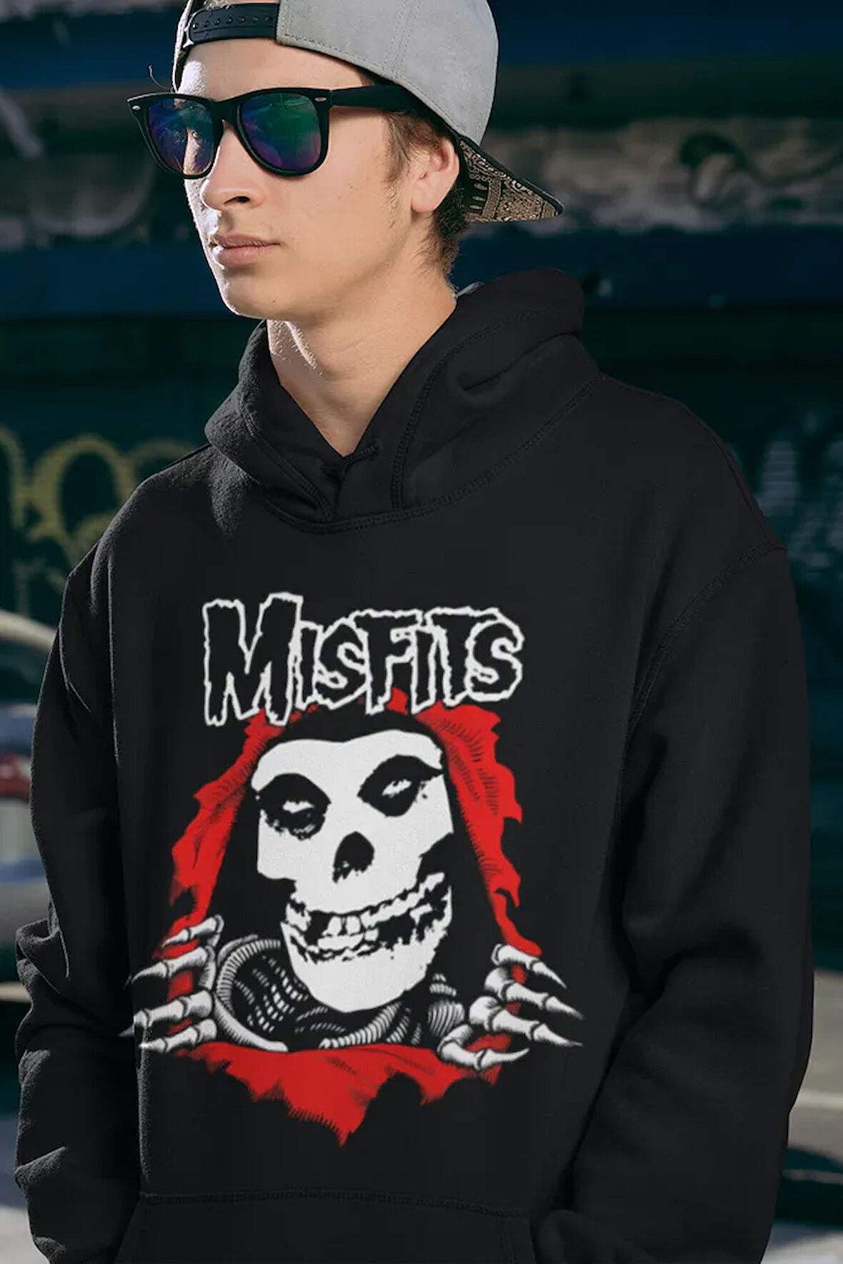 Misfits Baskılı Unisex Oversize Rock Metal Hoodie