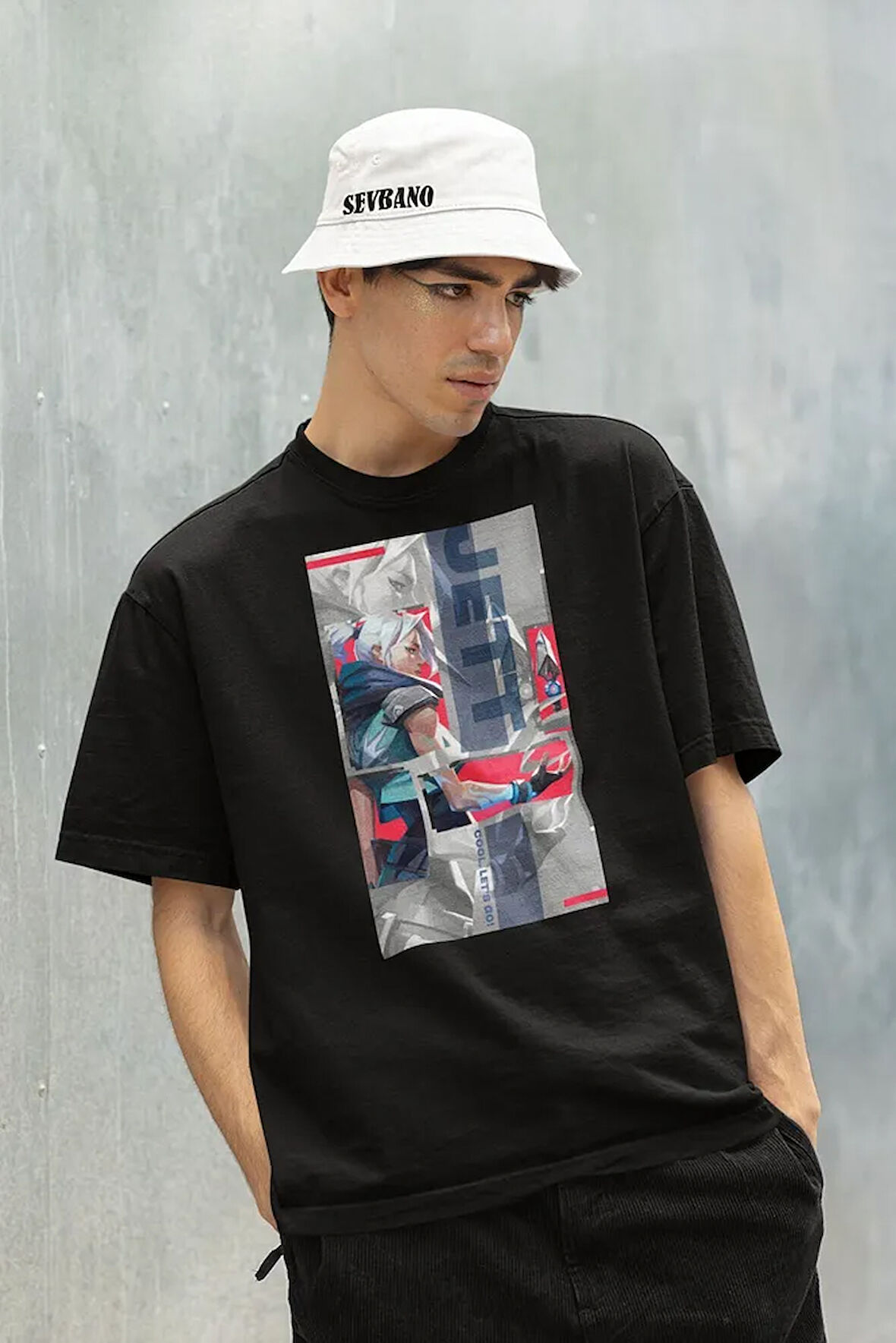 Cool Lets Go Jett Baskılı Unisex Oversize Valorrant Tişört