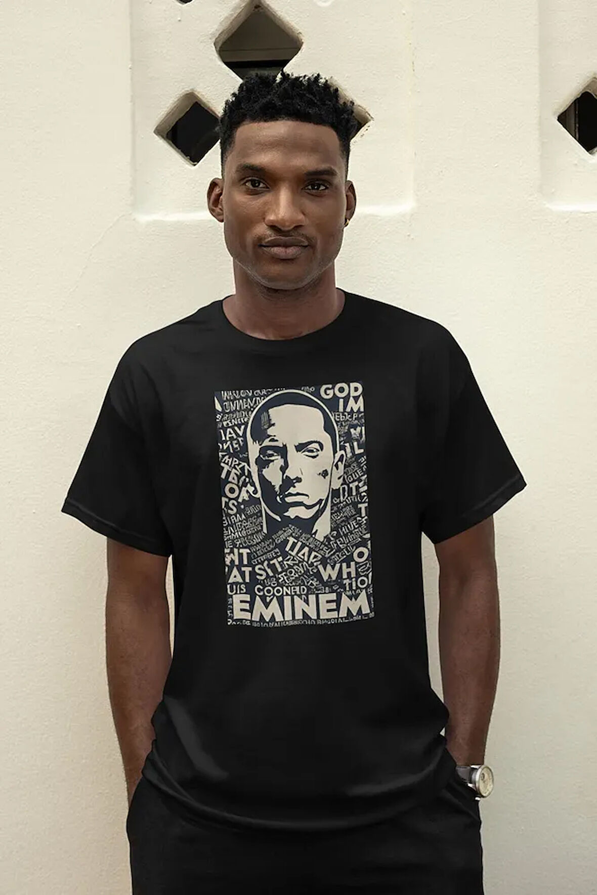 Eminem Rapper Baskılı Unisex Baskılı Tişört, Oversize Rap Tişört