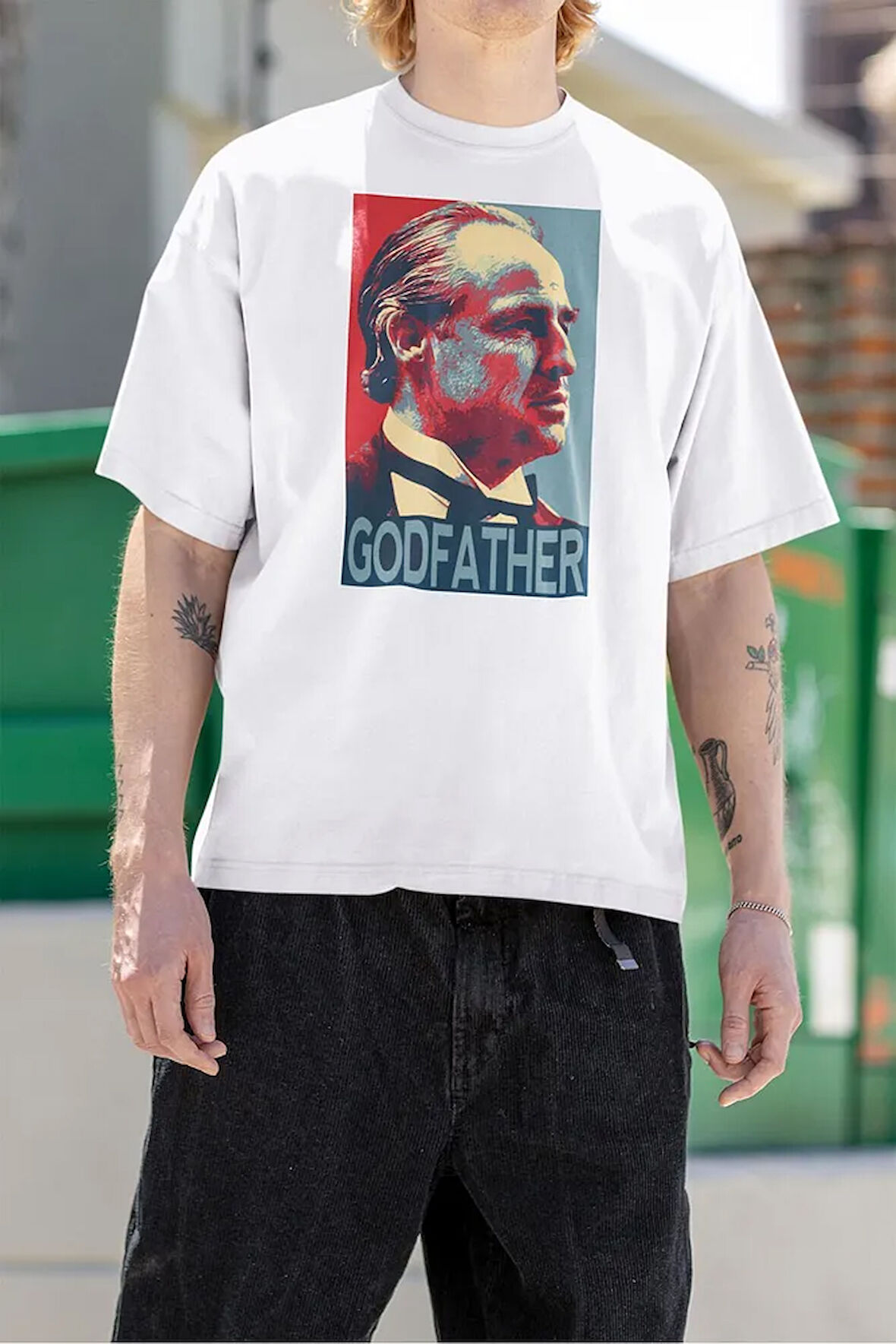 Efsane Film Godfather Baskılı Unisex Oversize Tişört