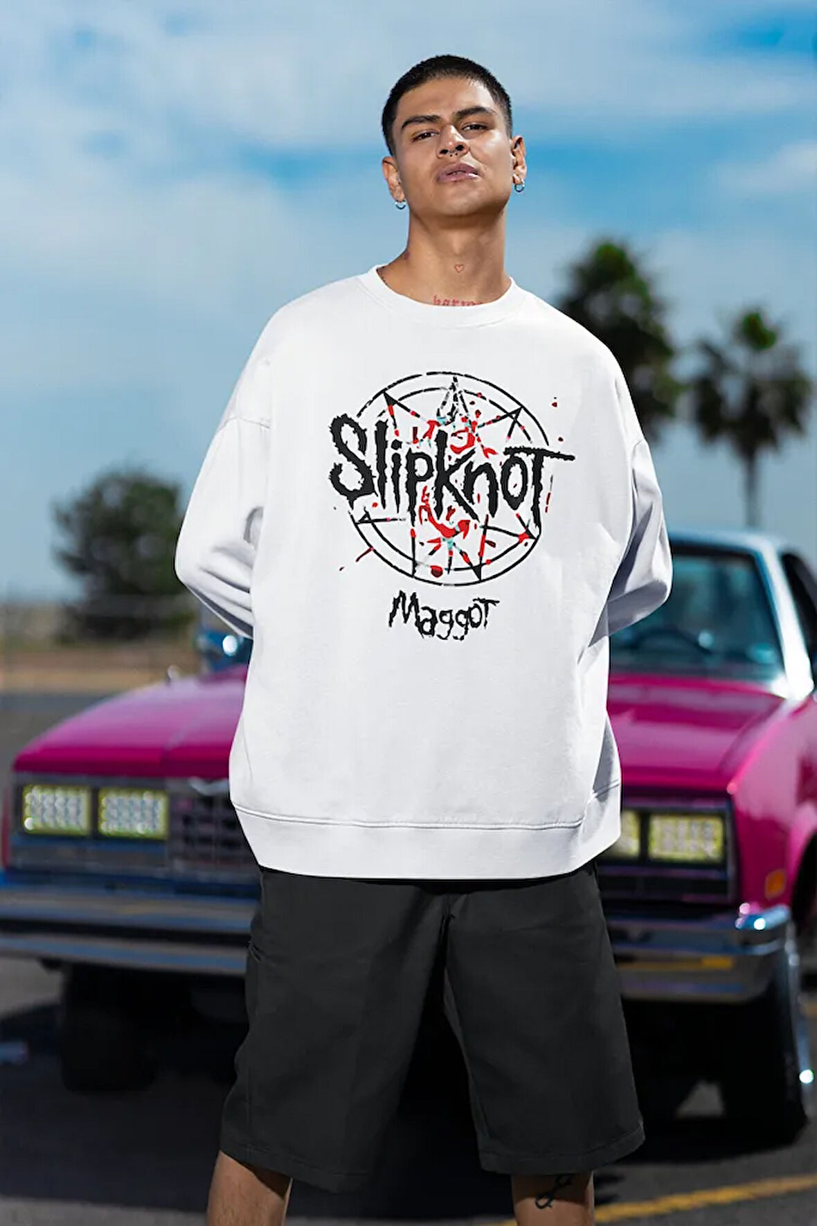 Slipknot Maggot Baskılı Unisex Oversize Müzik Grubu Sweatshirt