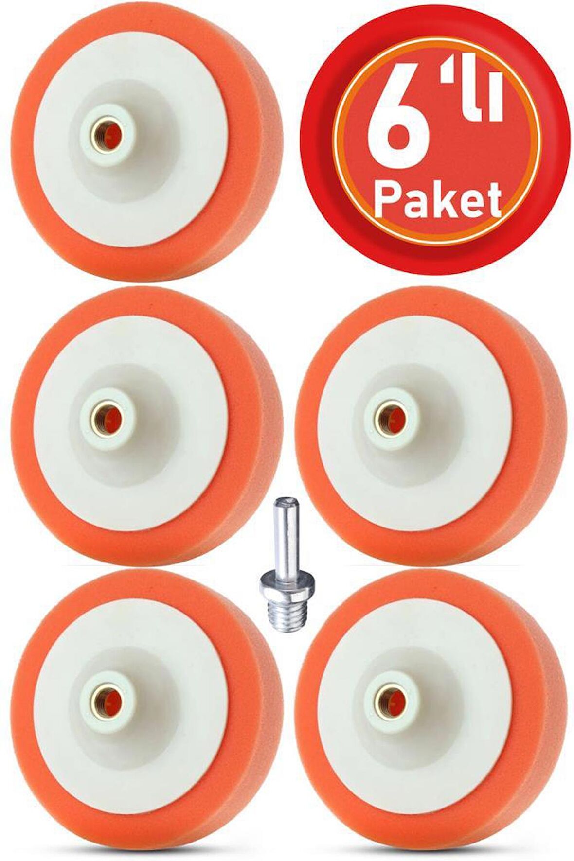 Bondit Turuncu Oto Pasta Cila Parlatma Polisaj Süngeri 150mm 6 Lı Paket